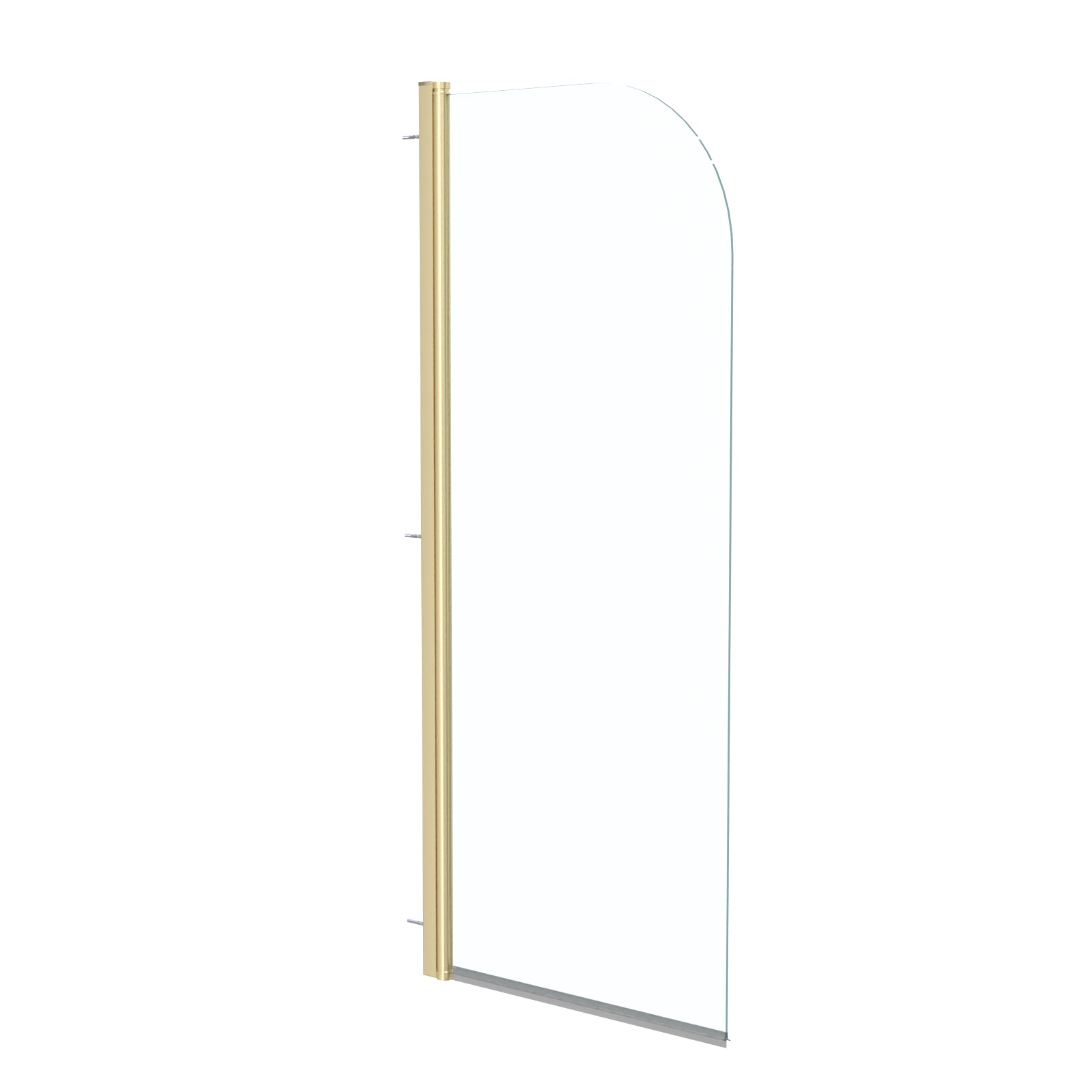 Hinged 600 x 1400mm Bathtub Screen, 5mm Tempered Glass - Brushed Brass