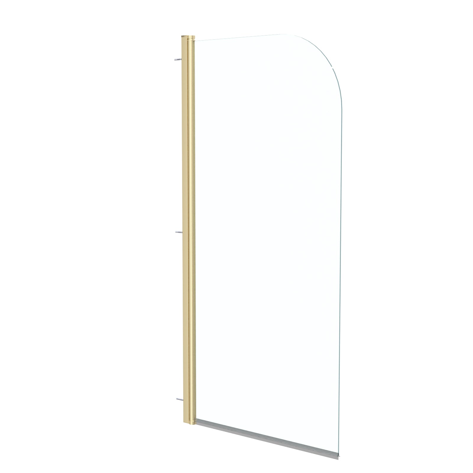 Hinged 700 x 1400mm Bathtub Screen, 5mm Tempered Glass - Brushed Brass