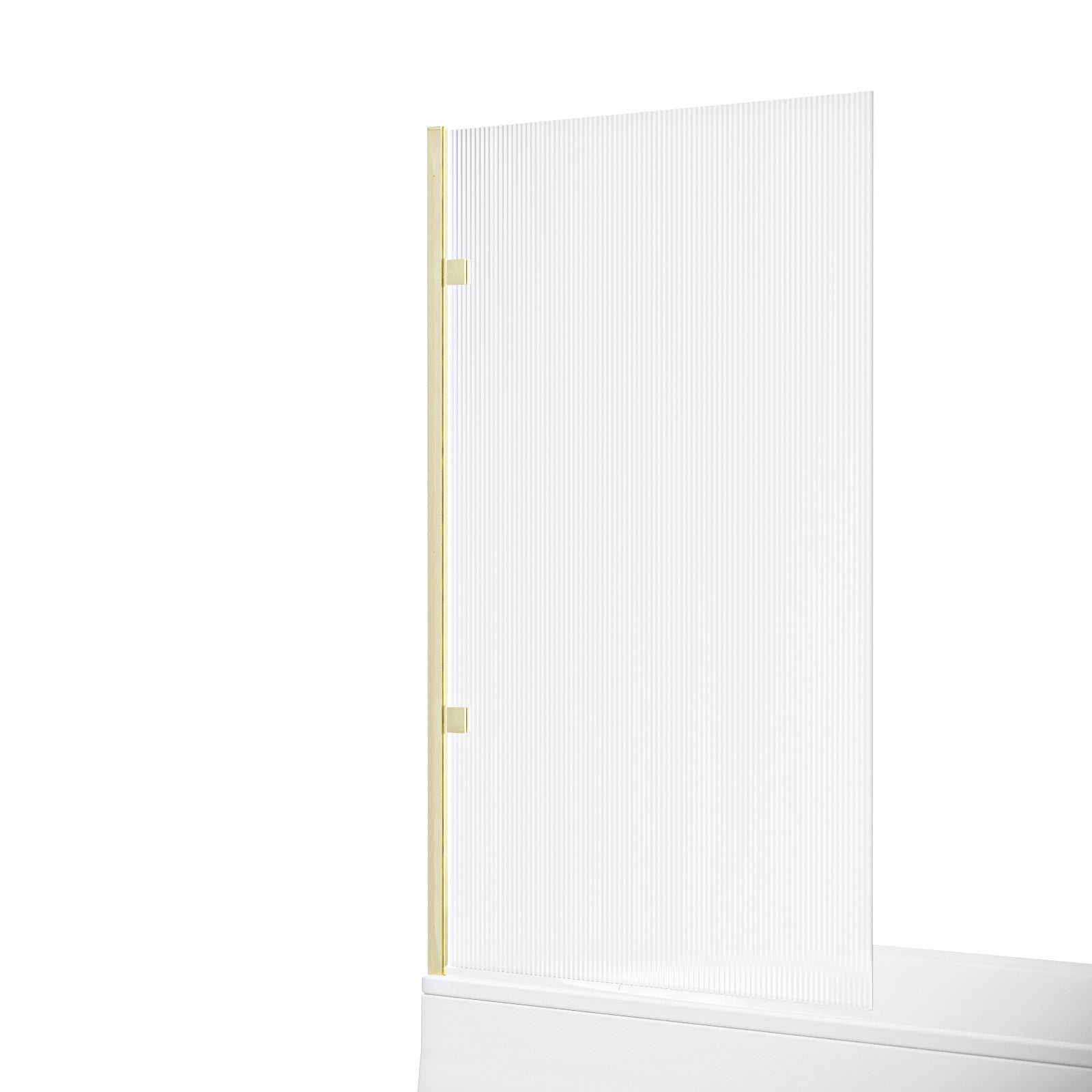 800mm Fluted Bath Screen, Easy Clean Brushed Brass Aluminium and Parts