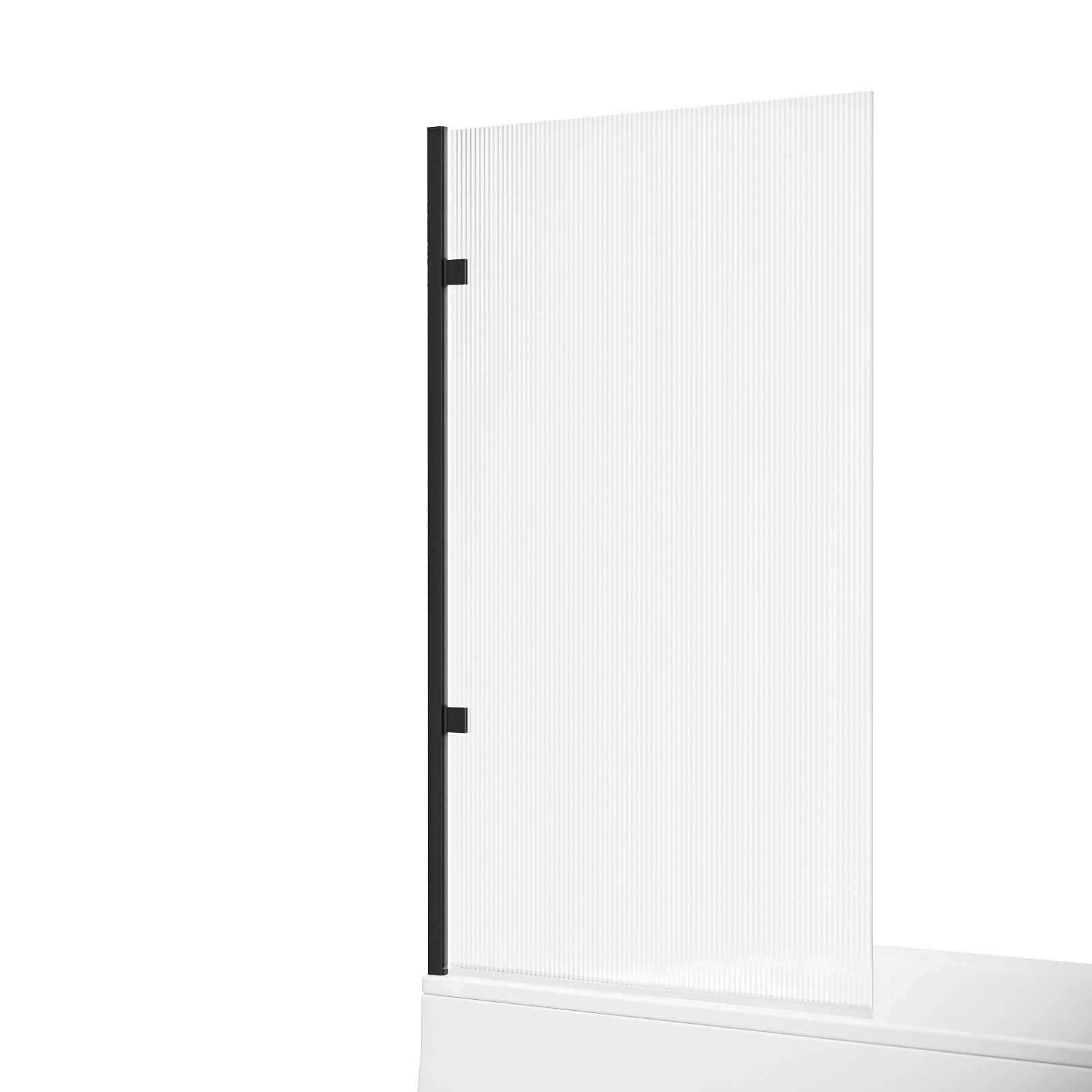 800mm Fluted Bath Screen, Easy Clean Matte Black Aluminium and Parts