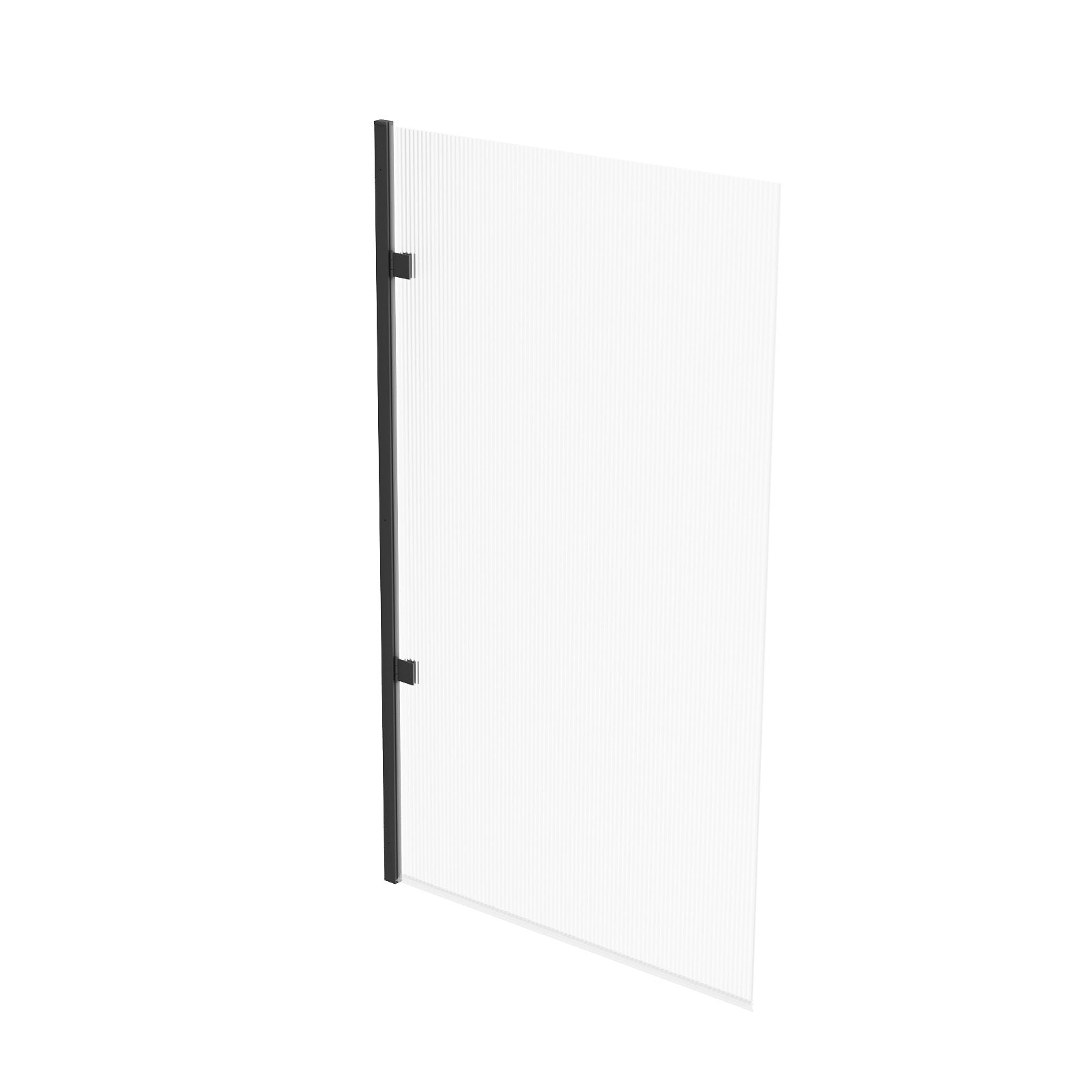 800mm Fluted Bath Screen, Easy Clean Matte Black Aluminium and Parts