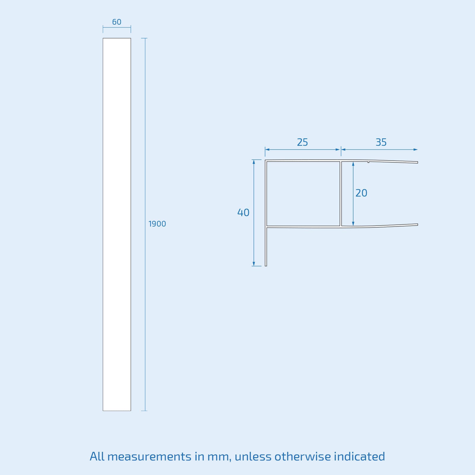 Nes Home 1900 mm Brushed Brass Profile Extension 20mm Wall Adjustment Kit