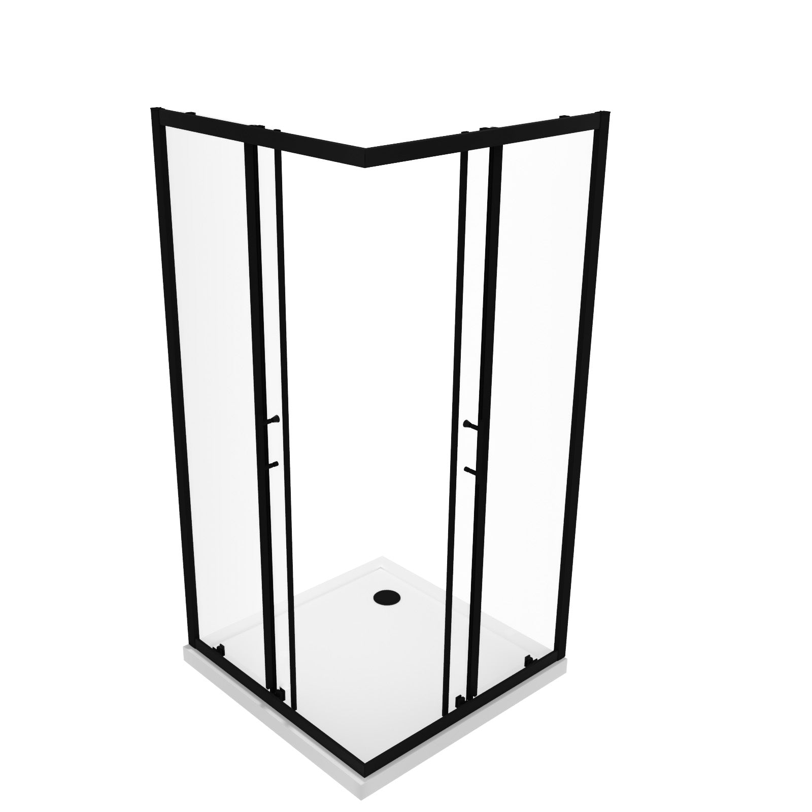 Manga 900 x 900mm Matte Black Framed Corner Entry Sliding Door Shower Enclosure With Tray