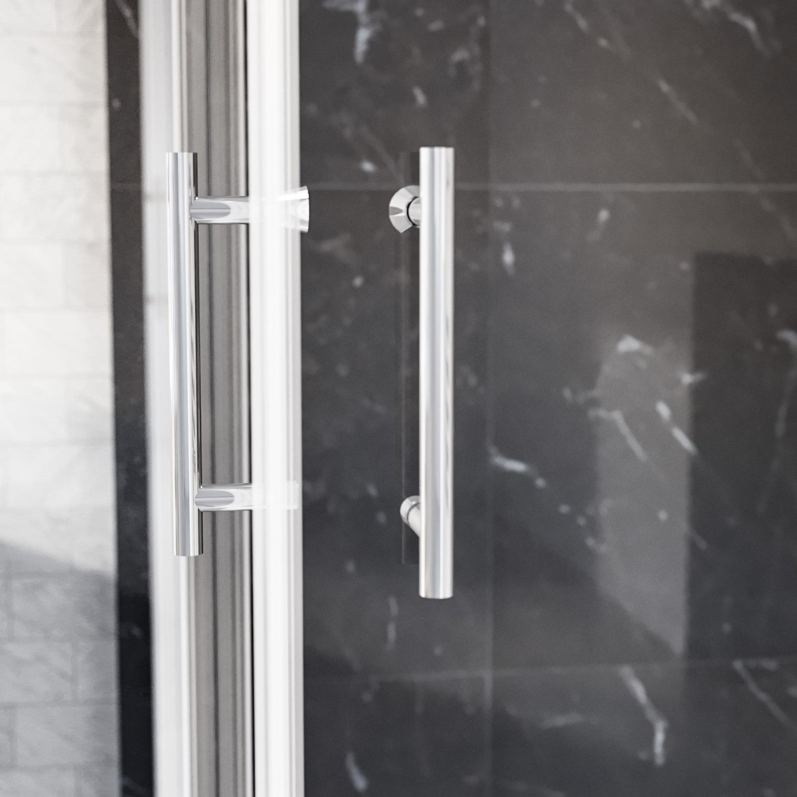 Manga 900 x 900mm Chrome Framed Corner Entry Sliding Door Shower Enclosure With Tray