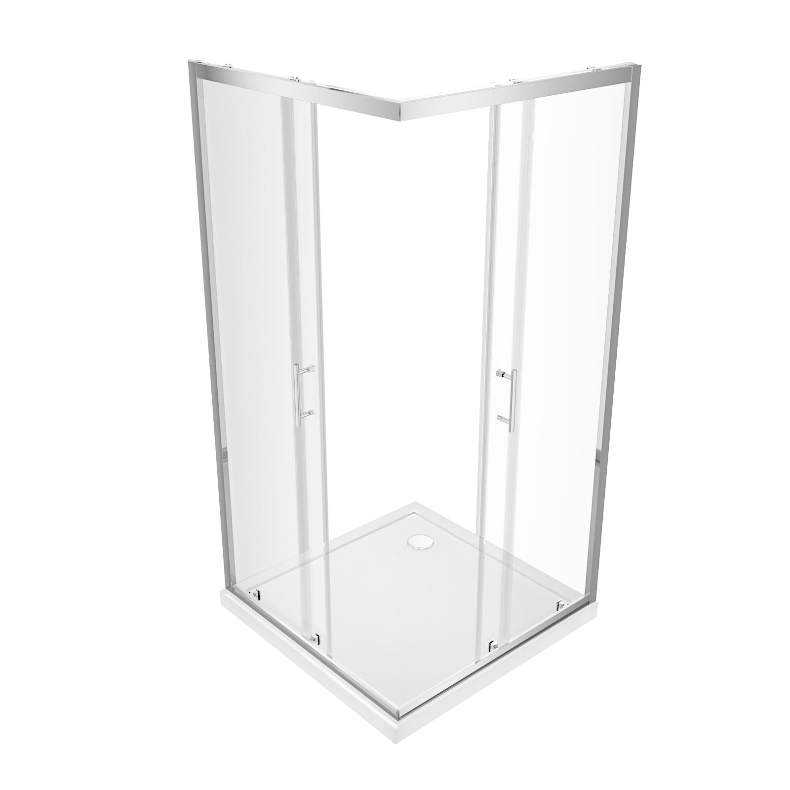 Manga 900 x 900mm Chrome Framed Corner Entry Sliding Door Shower Enclosure With Tray
