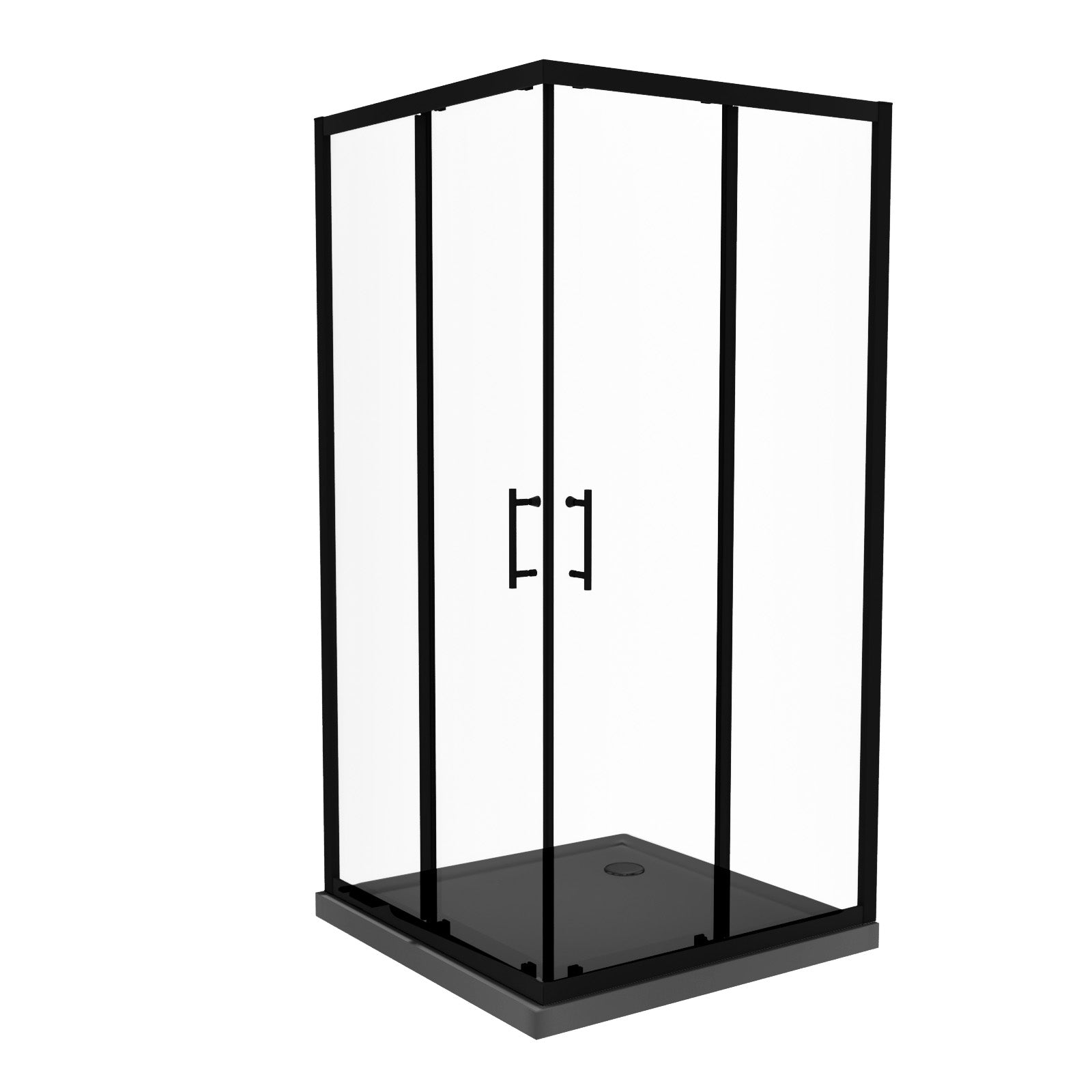 900mm Matte Black Corner Shower Enclosure With 900mm Slate Grey Shower Tray