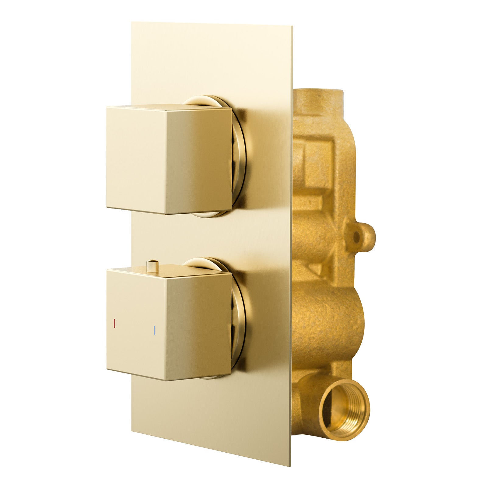 Concealed Thermostatic Mixer Valve Brushed Brass - Single Outlet