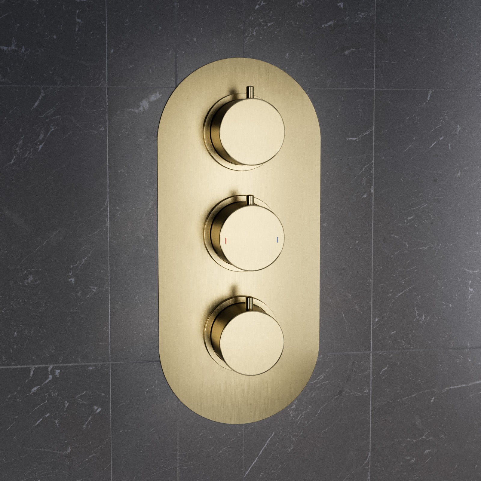 Brushed Brass Two Outlet Concealed Thermostatic Mixer Valve