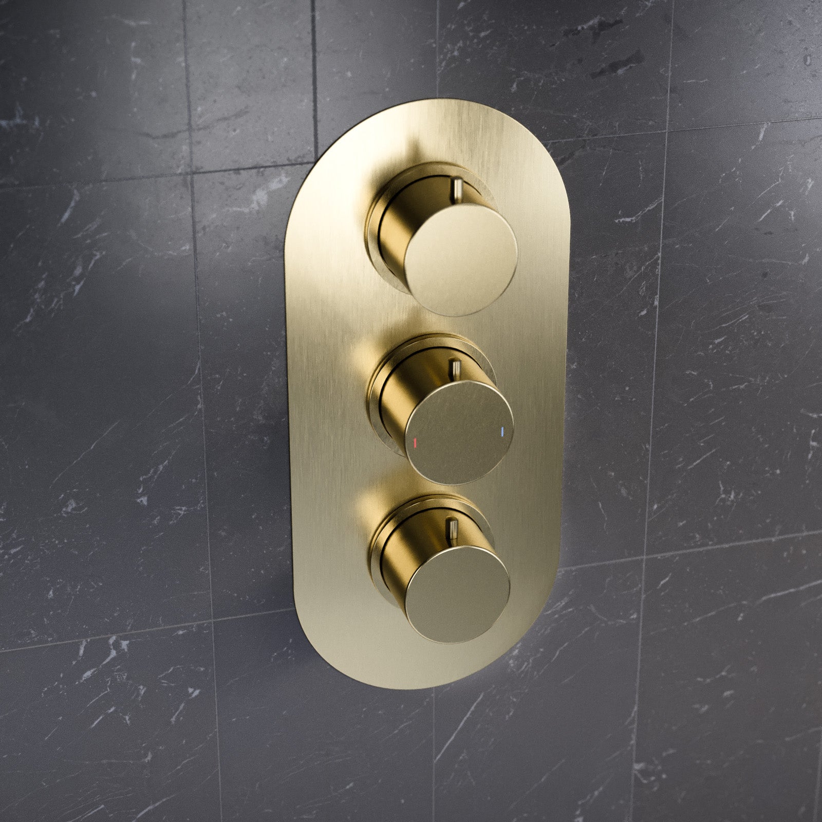 Brushed Brass Two Outlet Concealed Thermostatic Mixer Valve