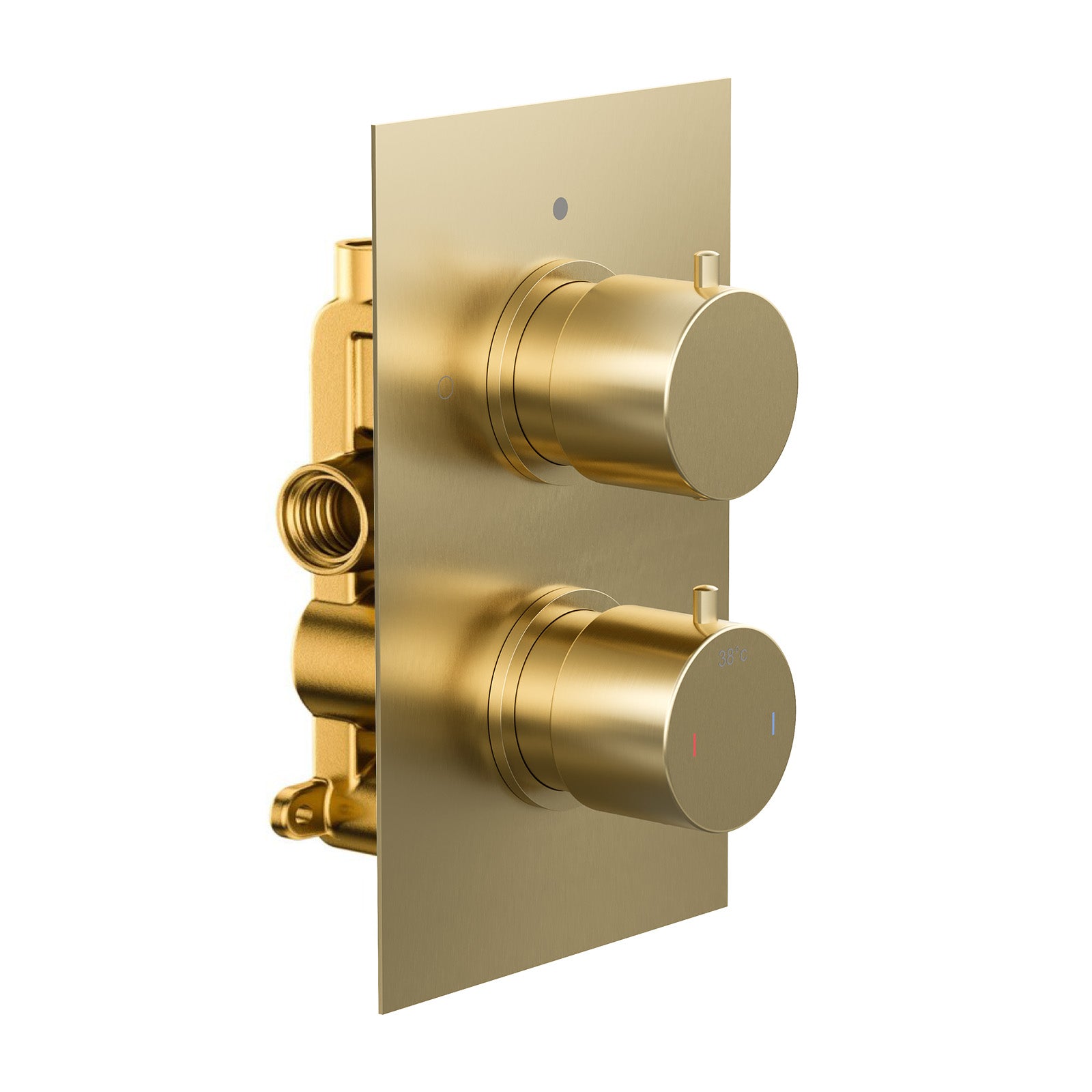 Round Concealed Thermostatic Shower Mixer Valve - Brushed Brass
