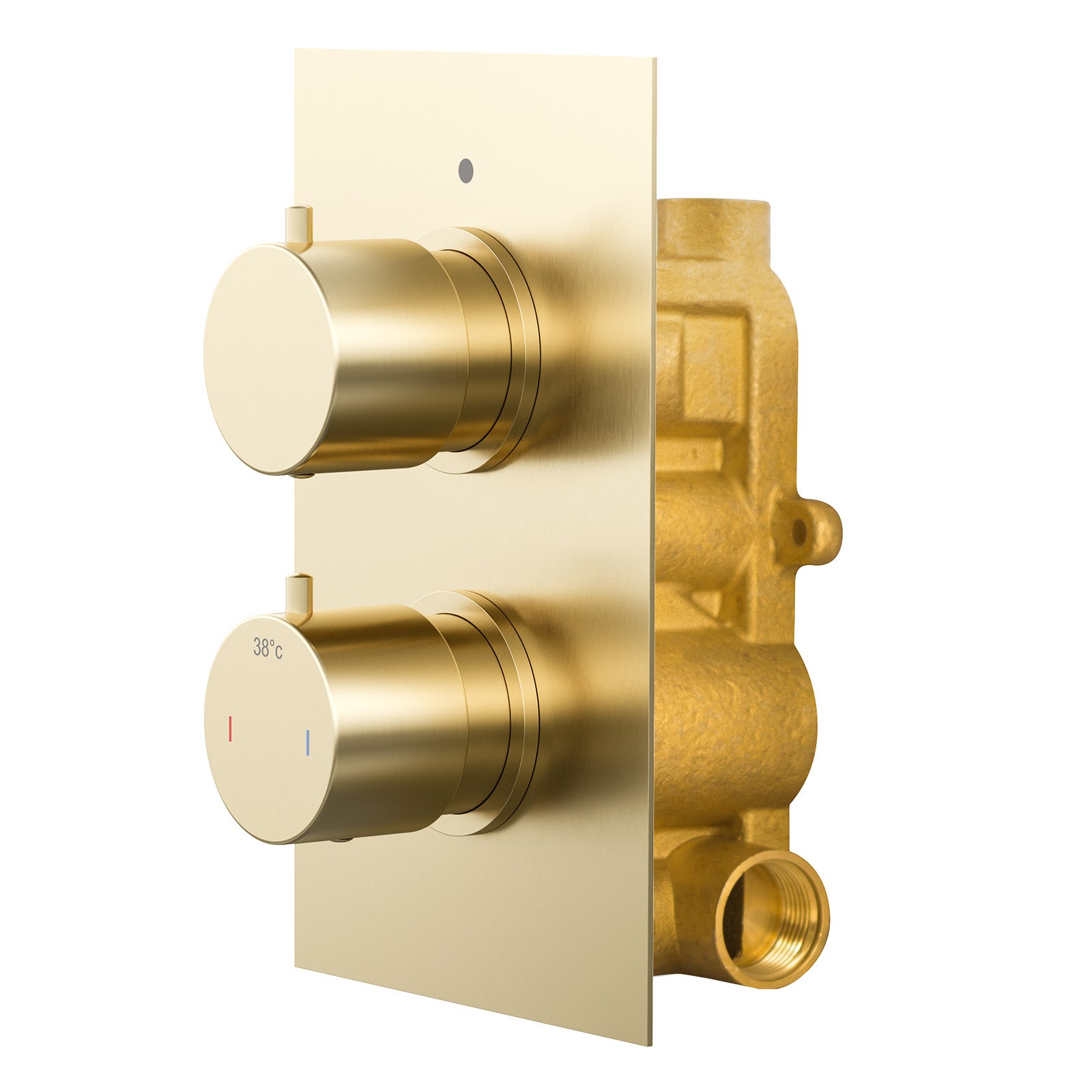 Round Concealed Thermostatic Shower Mixer Valve - Brushed Brass