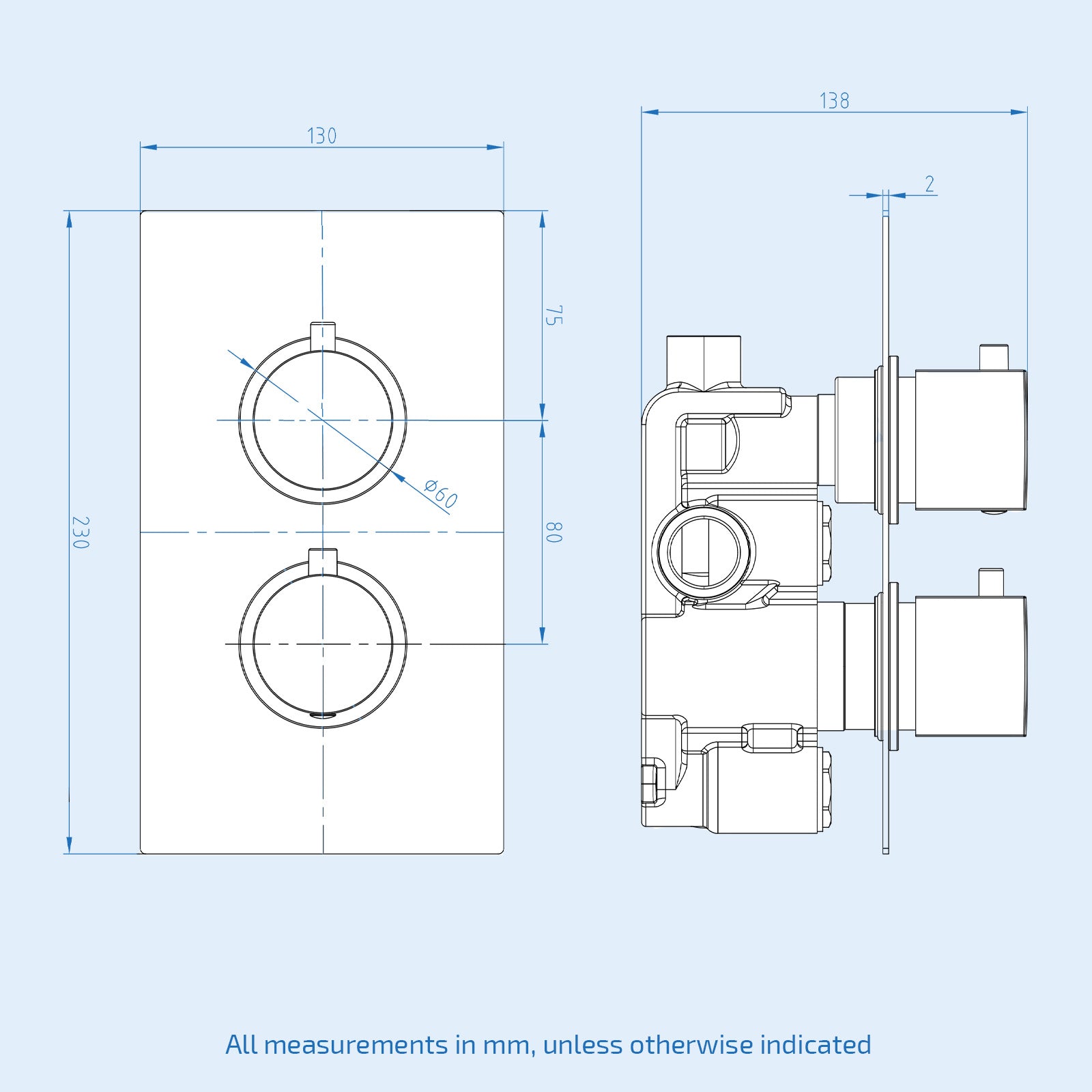 Round Concealed Thermostatic Shower Mixer Valve - Brushed Brass
