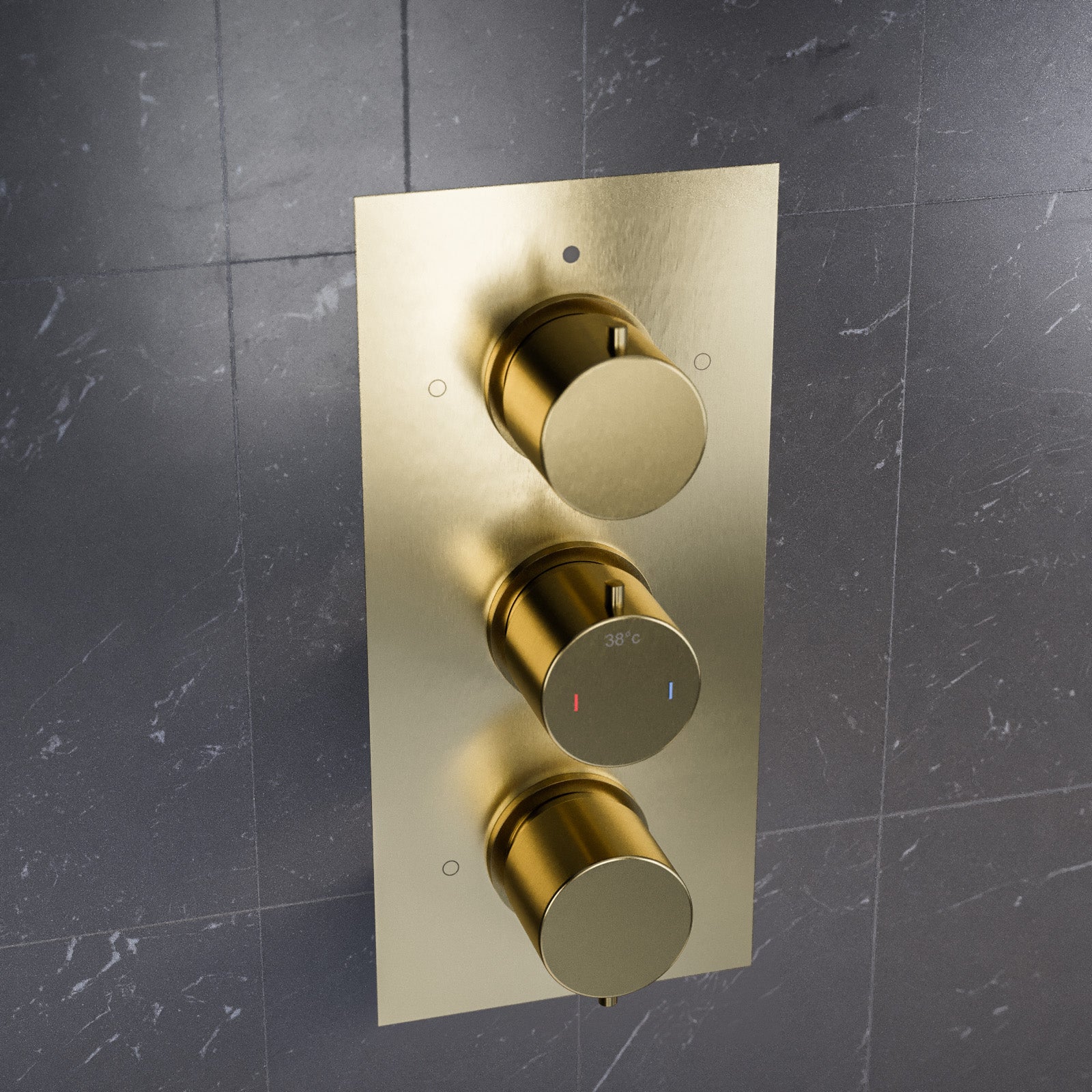 3 Dial 3 Way Concealed Thermostatic Round Shower Mixer Valve - Brushed Brass