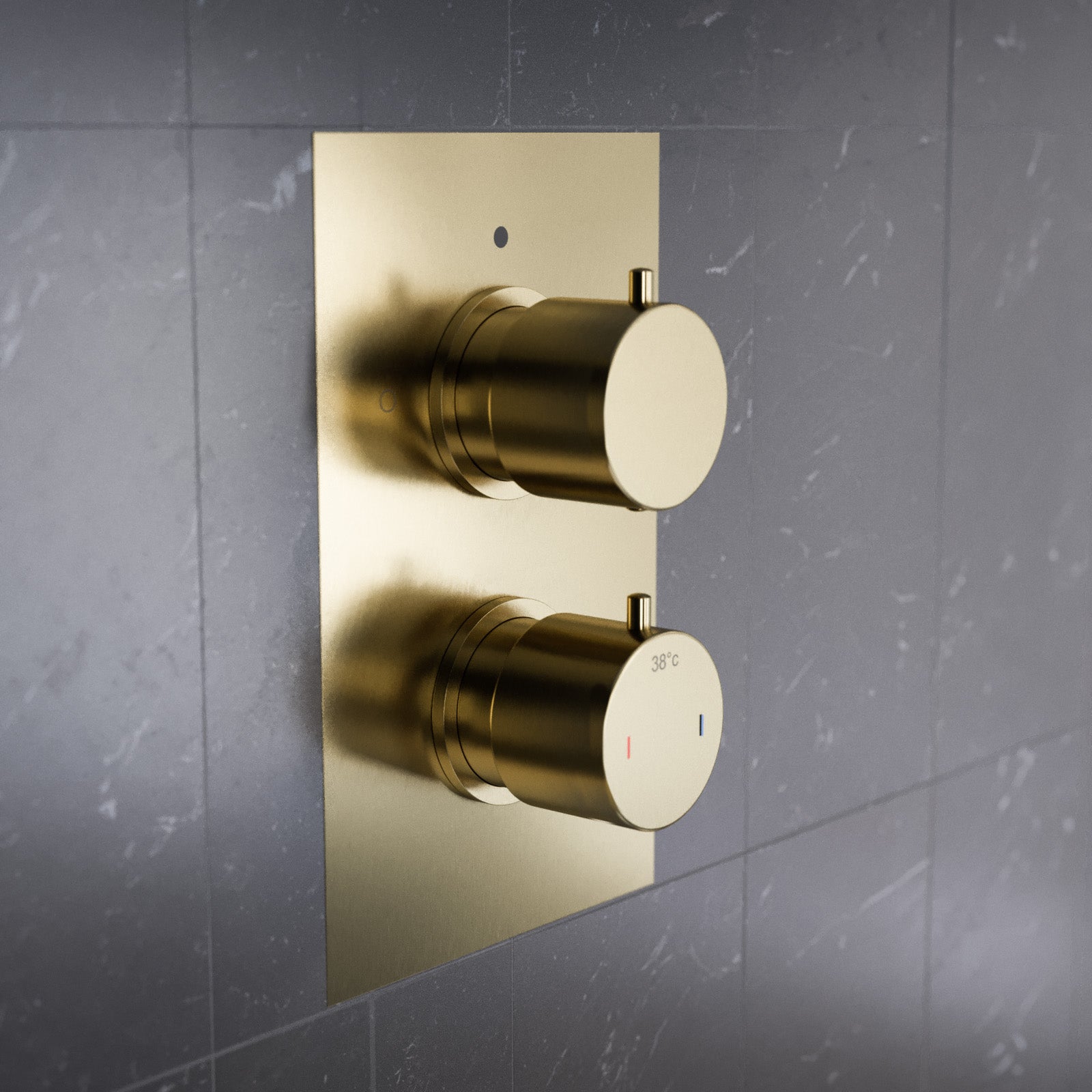 2 Dial 2 Outlet Concealed Thermostatic Round Shower Valve - Brushed Brass