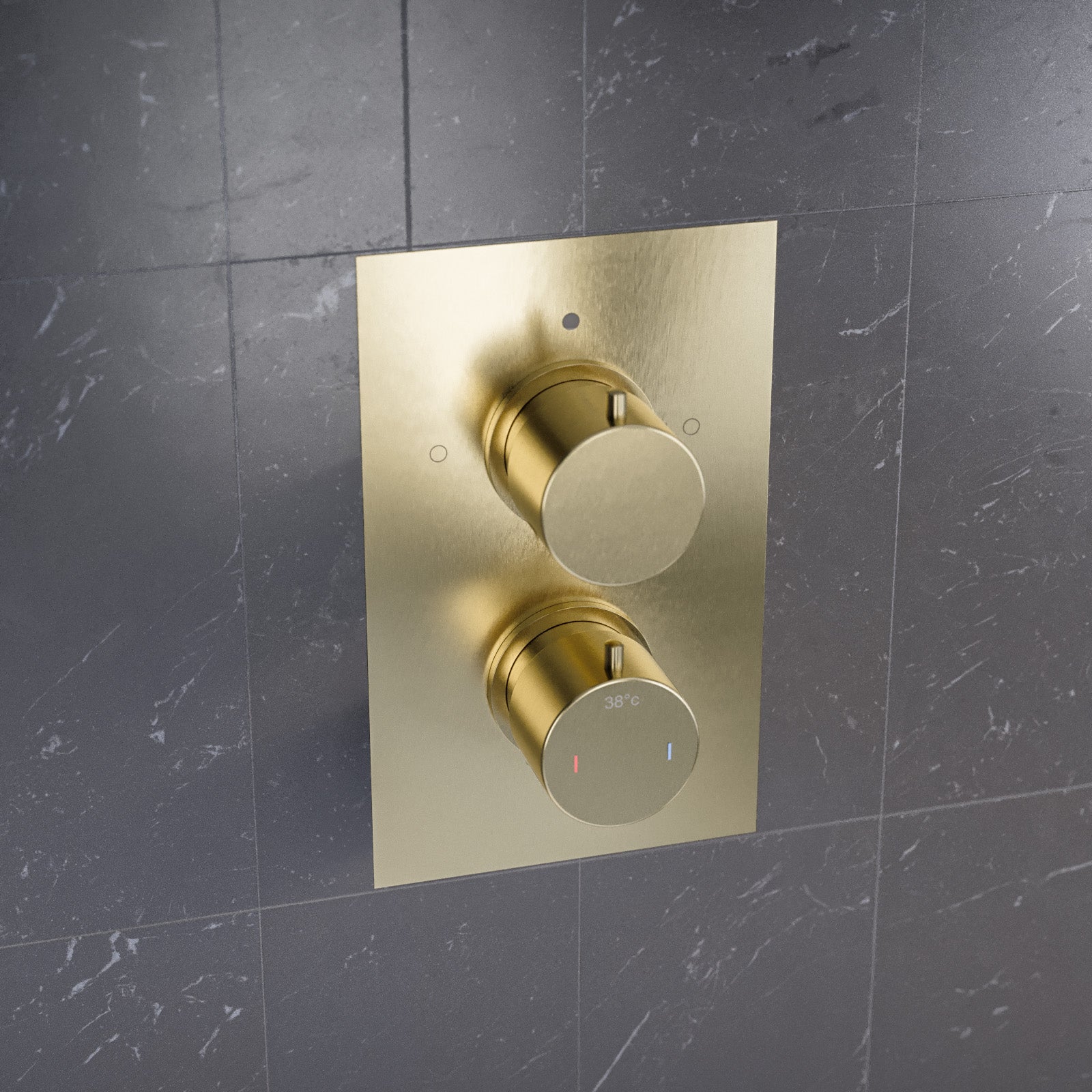 2 Dial 2 Outlet Concealed Thermostatic Round Shower Valve - Brushed Brass