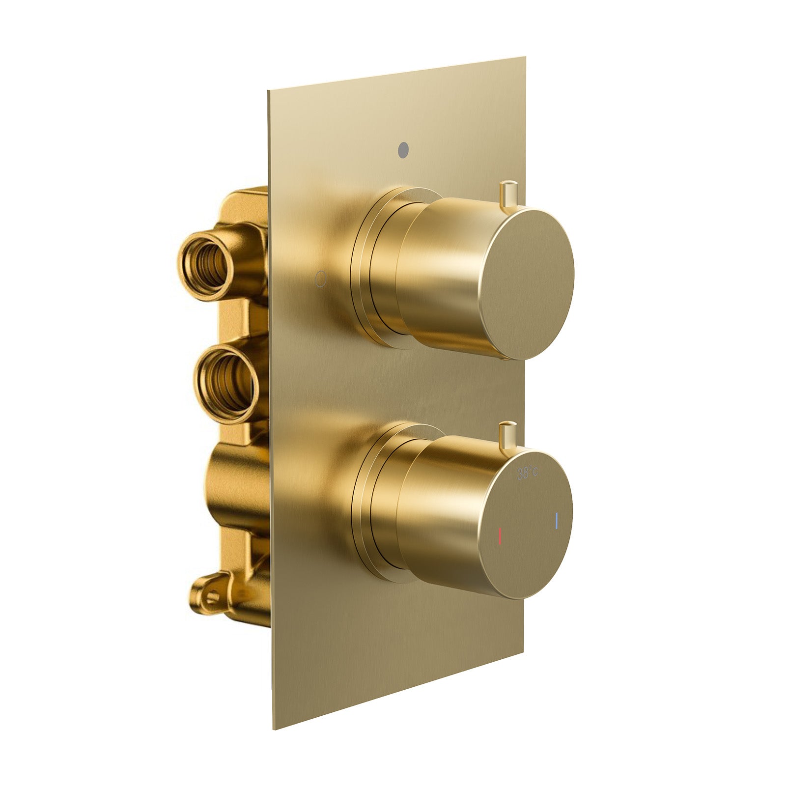 2 Dial 2 Outlet Concealed Thermostatic Round Shower Valve - Brushed Brass