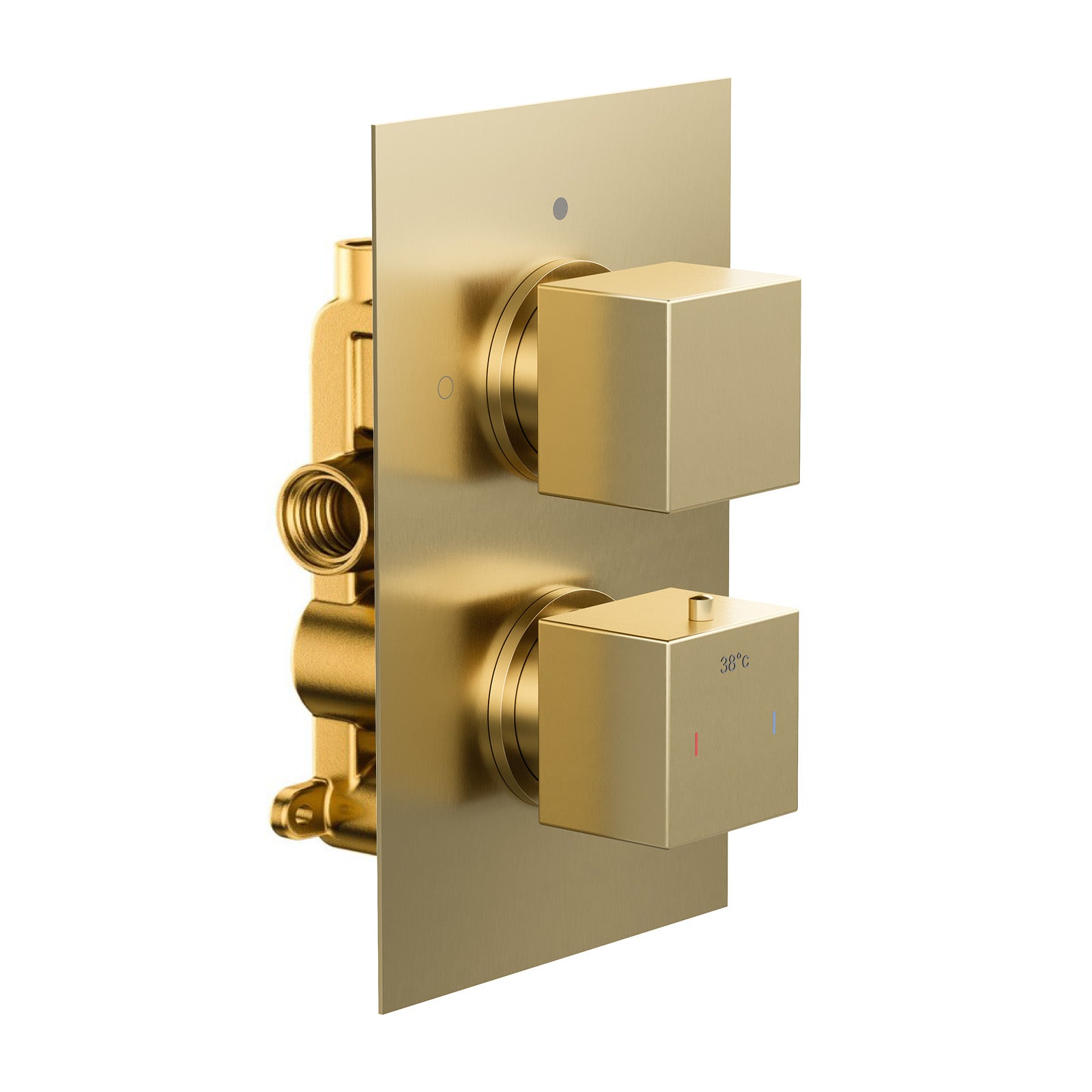 Single Outlet Concealed Thermostatic Shower Mixer Valve - Brushed Brass