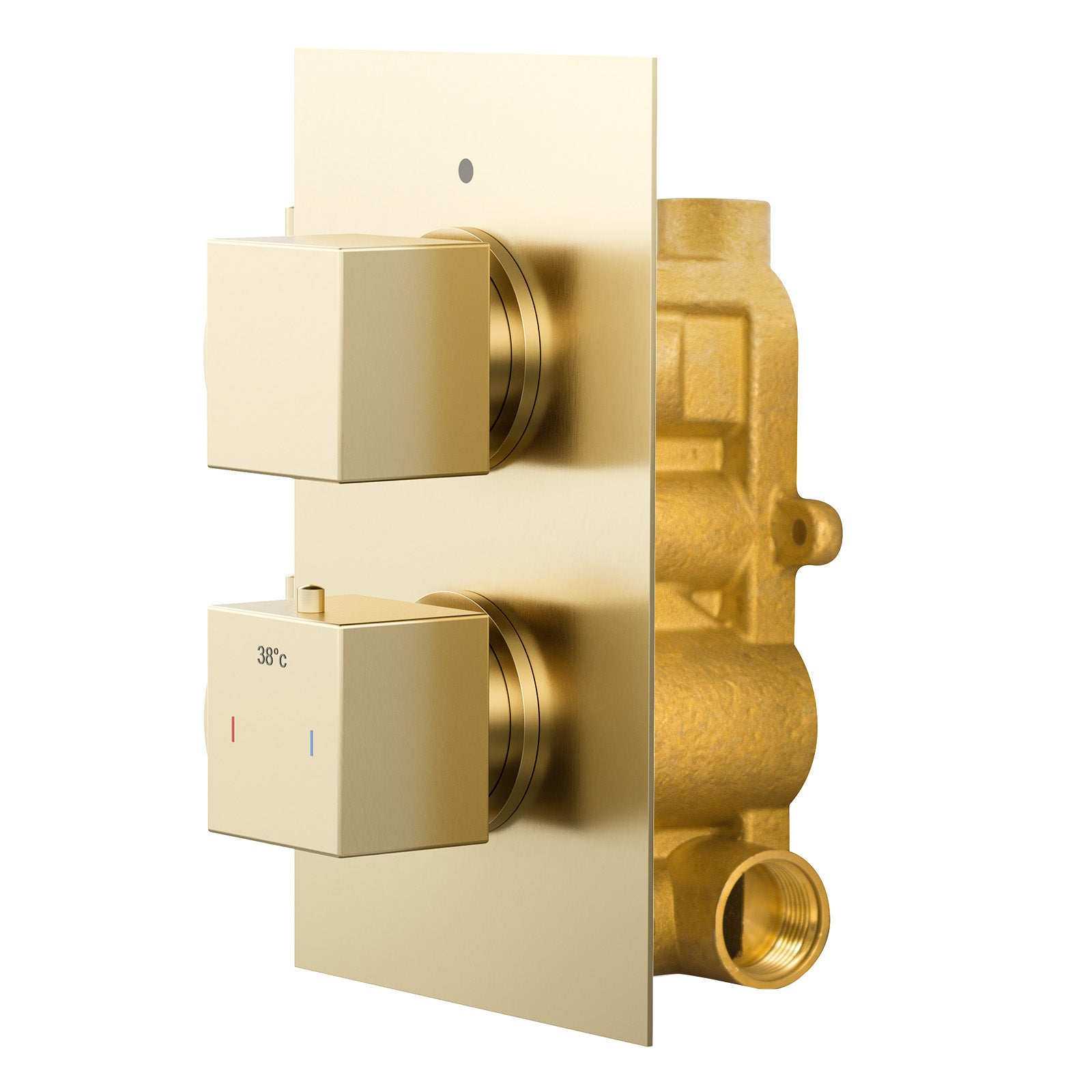 Single Outlet Concealed Thermostatic Shower Mixer Valve - Brushed Brass