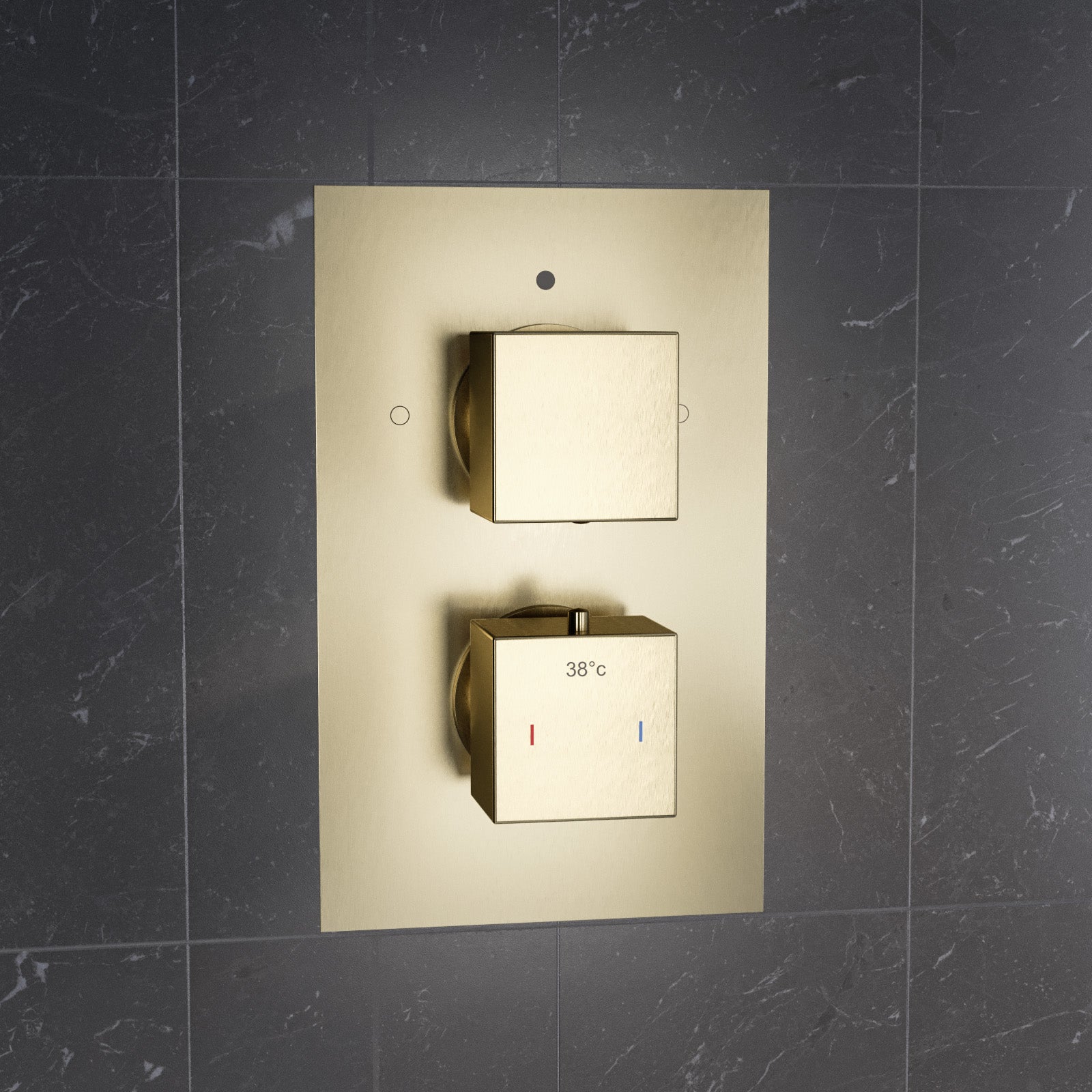 2 Dial 2 Outlet Concealed Square Thermostatic Shower Valve - Brushed Brass