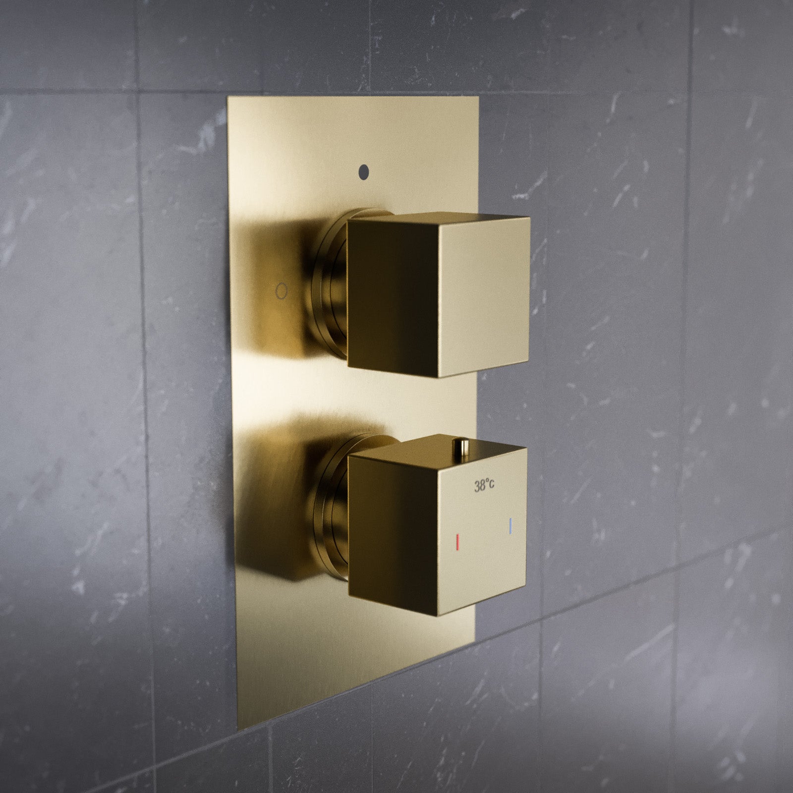 2 Dial 2 Outlet Concealed Square Thermostatic Shower Valve - Brushed Brass