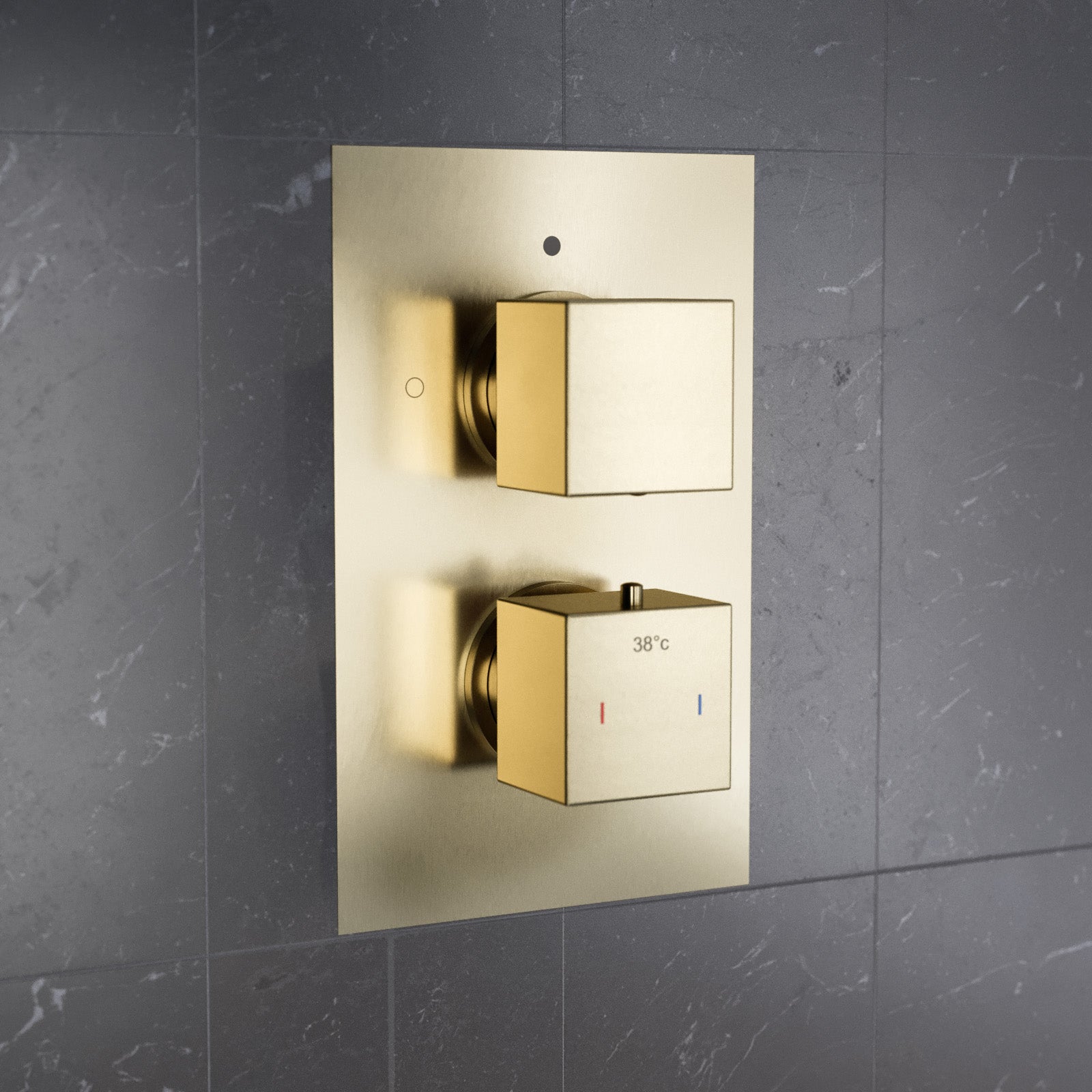2 Dial 2 Outlet Concealed Square Thermostatic Shower Valve - Brushed Brass
