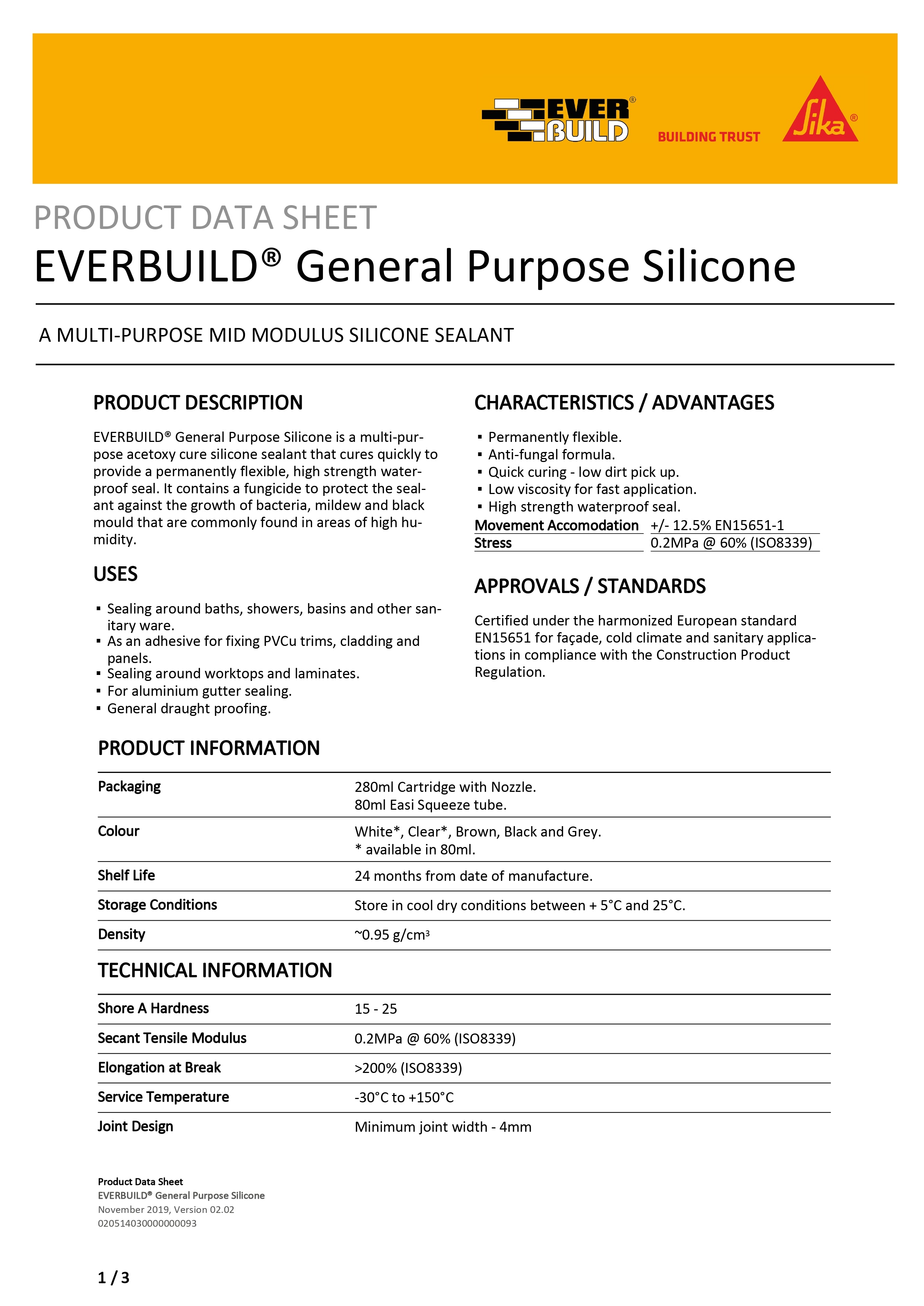 Everbuild Black General Purpose Silicone Sealant 280ml