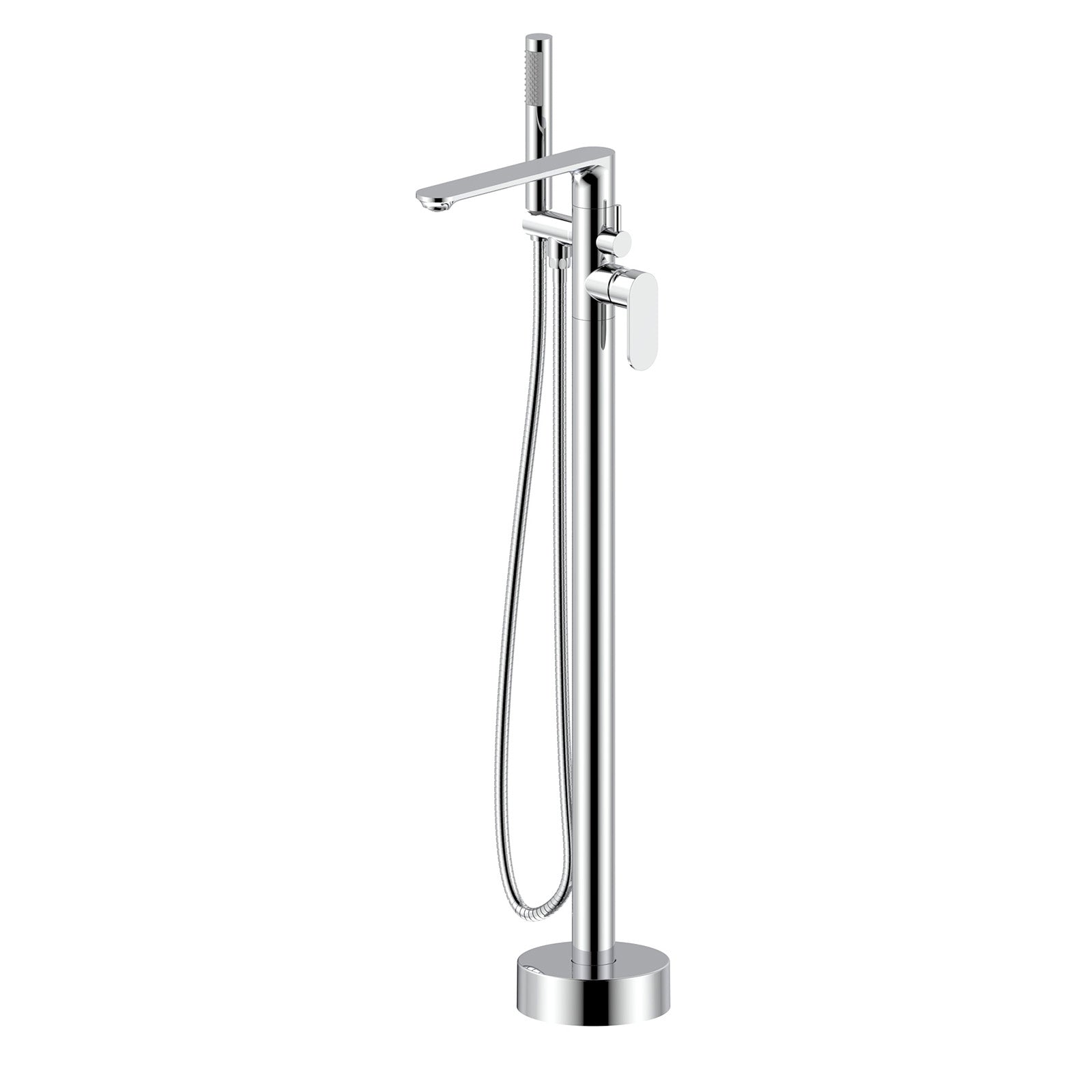 Modern Chrome Freestanding Bath Shower Mixer Tap with Handheld Kit