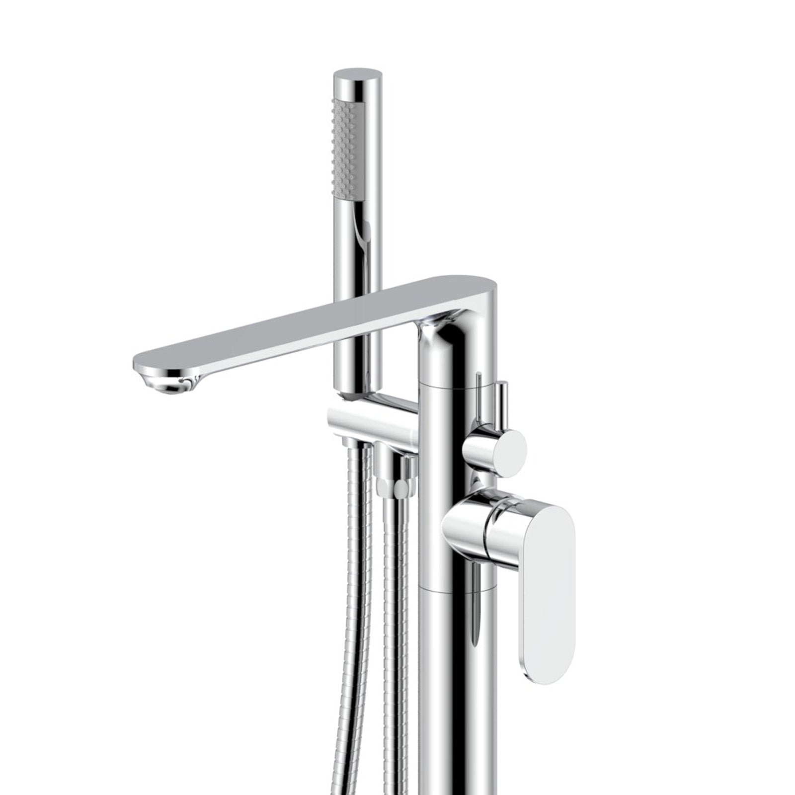 Modern Chrome Freestanding Bath Shower Mixer Tap with Handheld Kit
