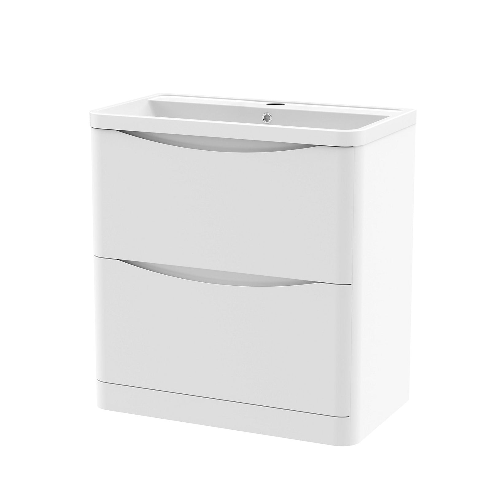 800mm Freestanding Gloss White Stone Resin Basin Drawers Vanity Unit