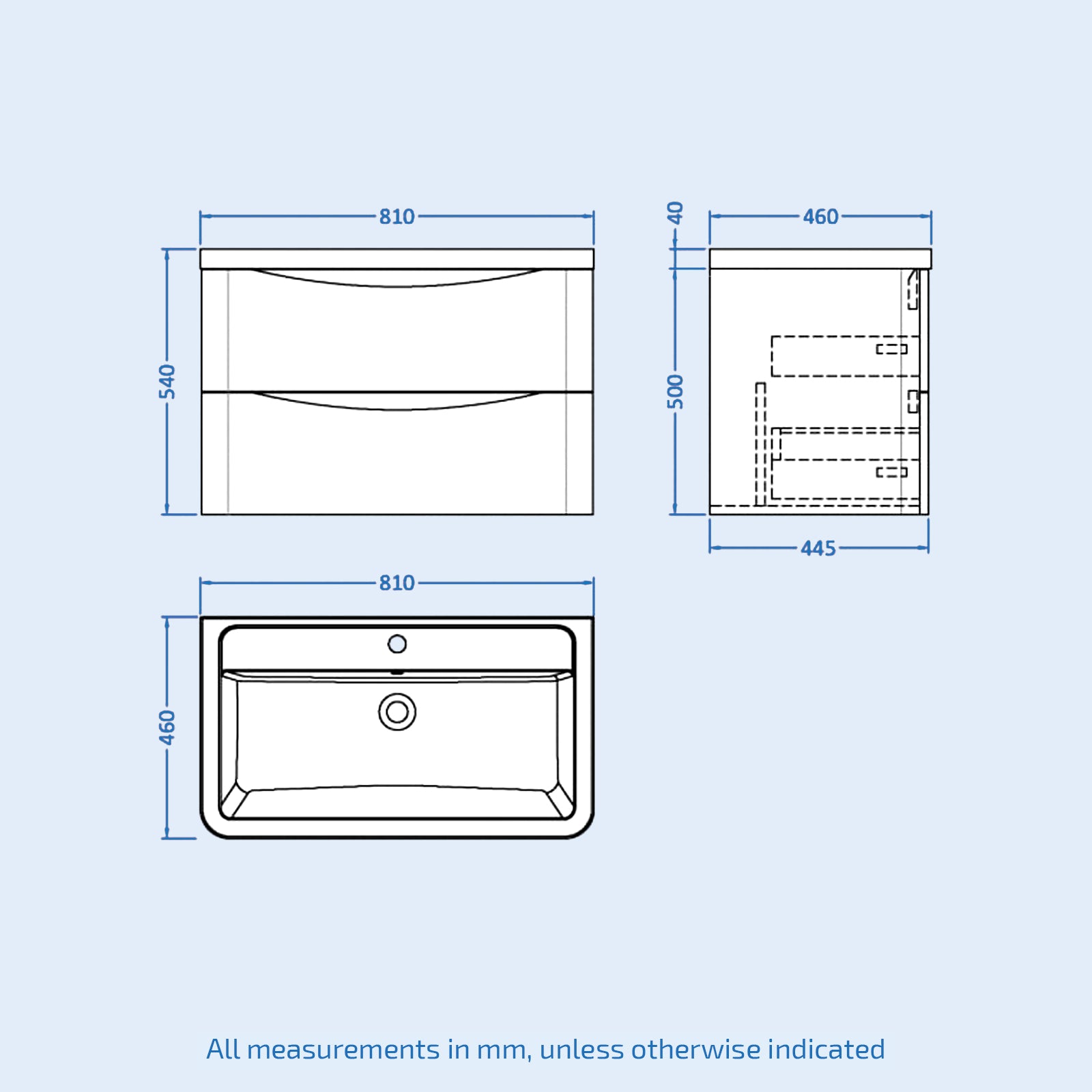 Nes Home 800mm Wall Hung Vanity with Double Drawers Matte Beige and Basin