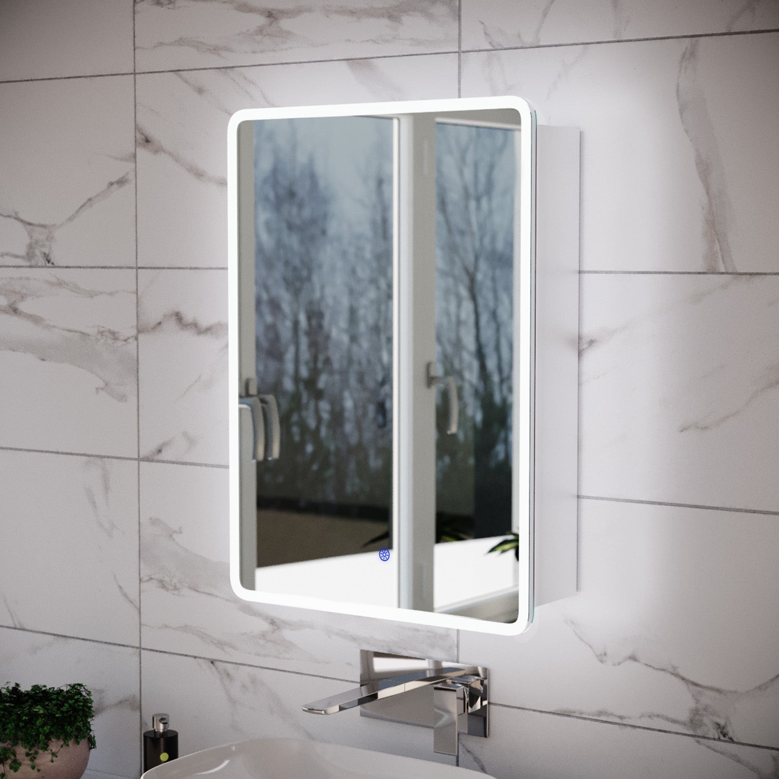 LED Bathroom Mirror Cabinet 2 Doors 500 x 130 x 700mm with Sensor