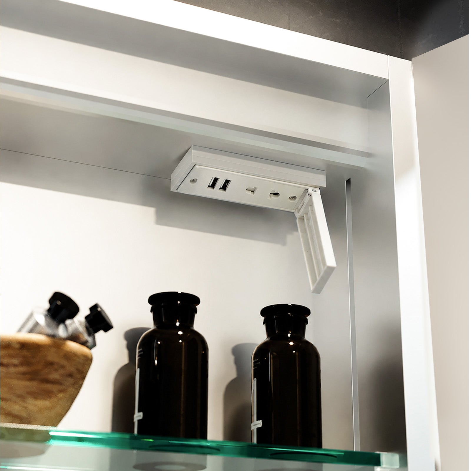 LED Bathroom Mirror Cabinet 2 Doors 600 x 130 x 700mm with Sensor
