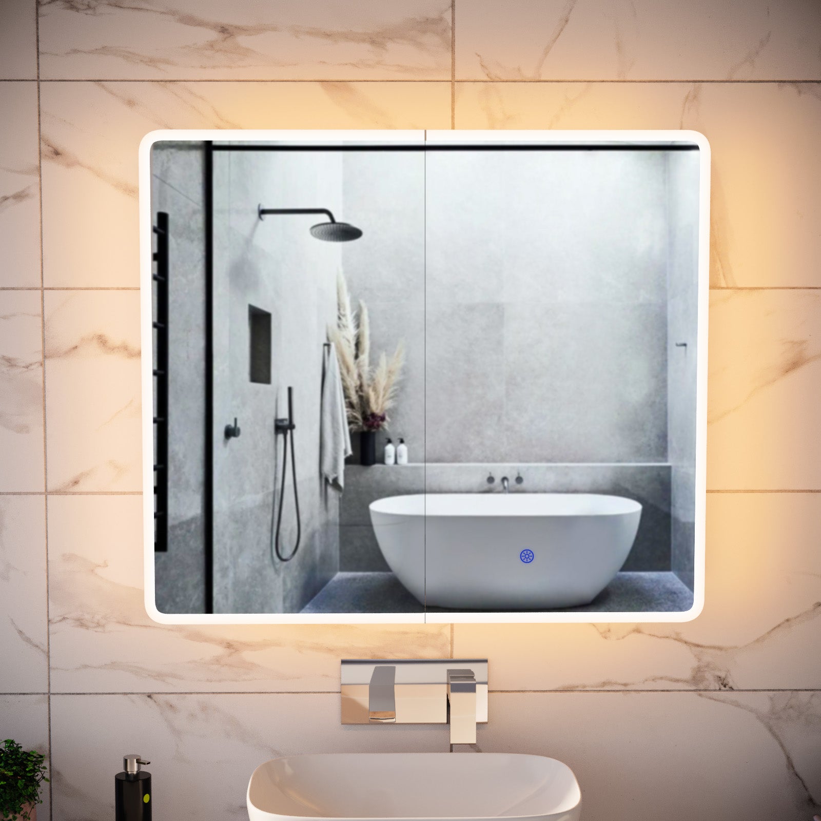 LED Bathroom Mirror Cabinet 2 Doors 800 x 130 x 700mm with Sensor