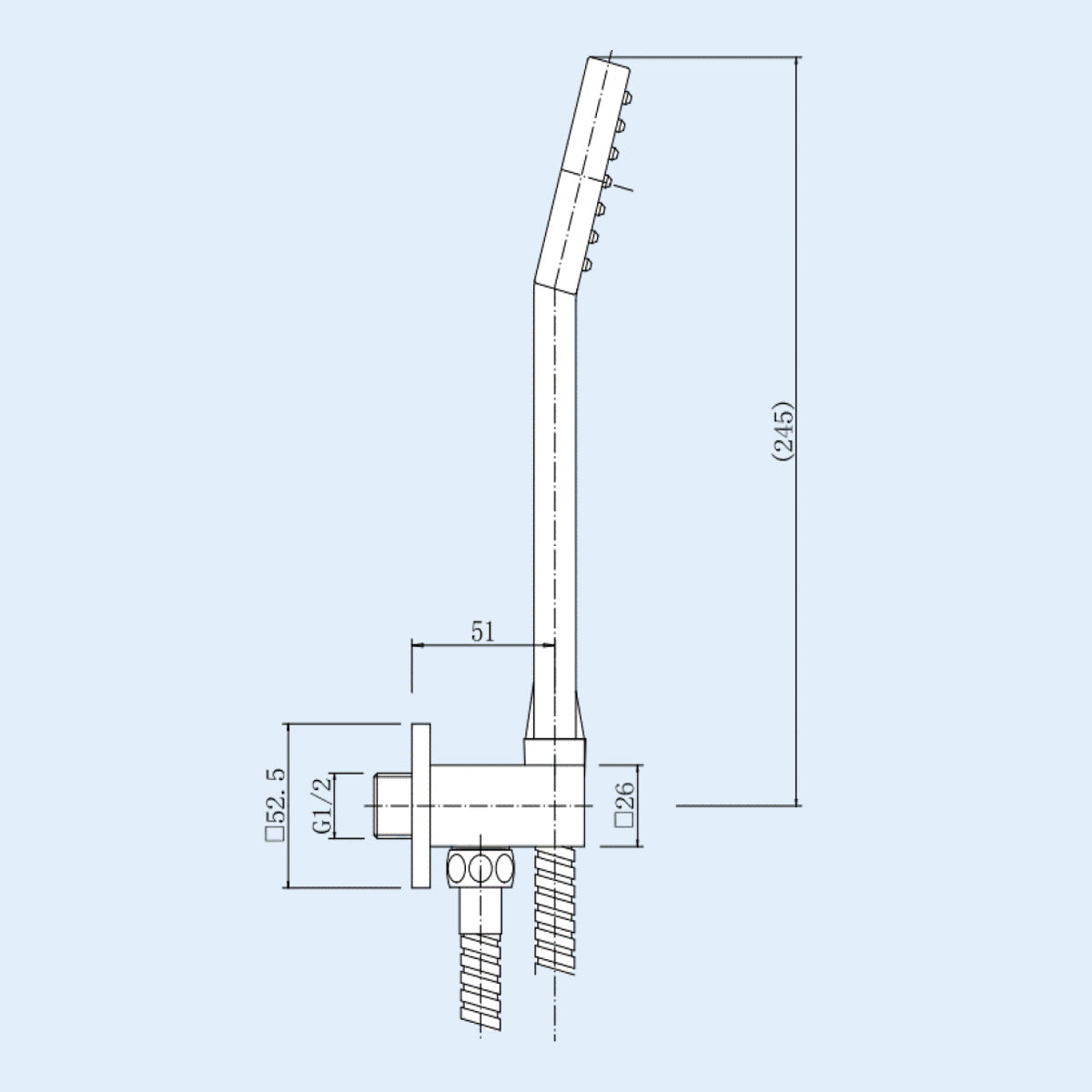 Matte Black Square Wall Outlet Kit with Handset and Hose