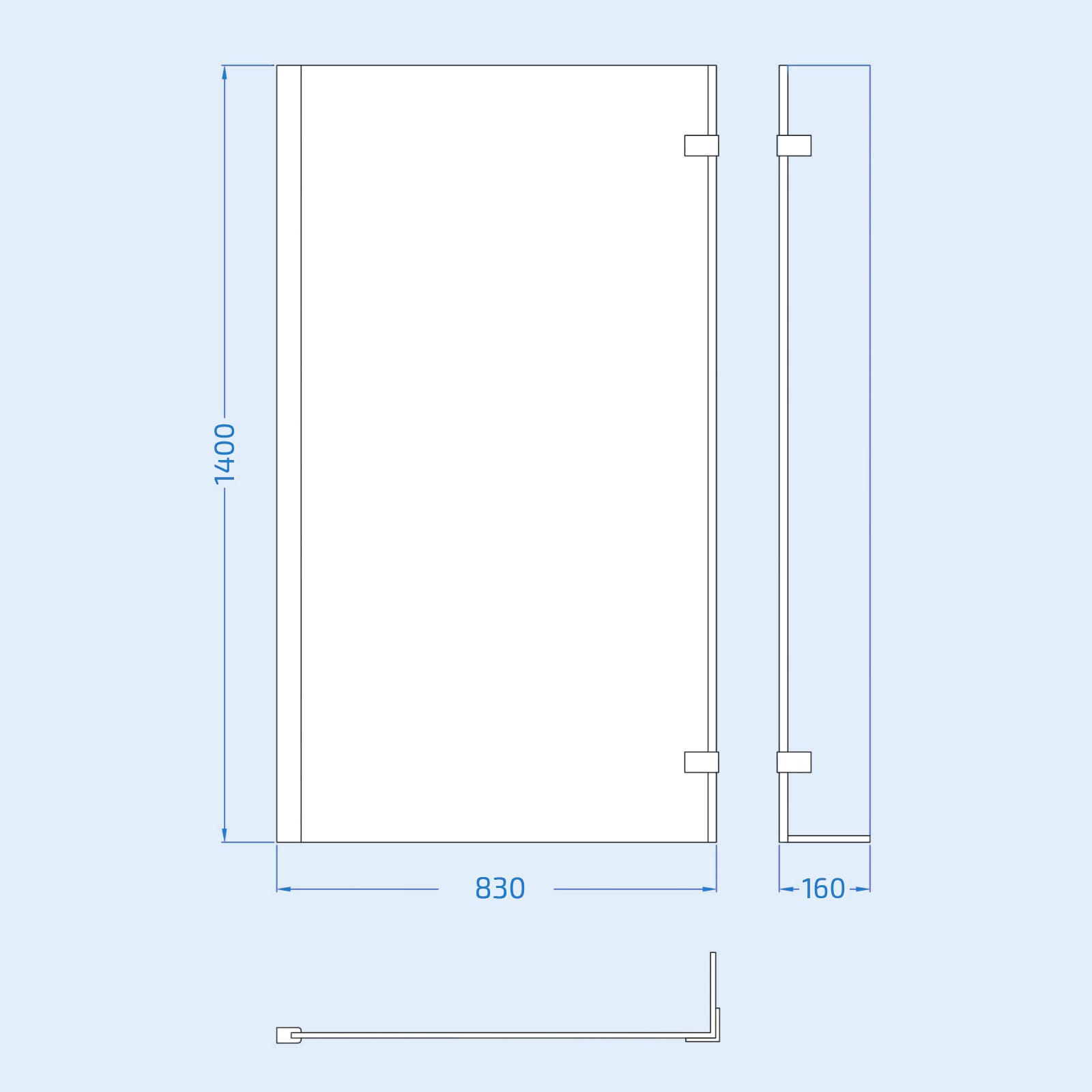 1700 x 850mm Left Hand L Shaped Shower Bath With Hinged Shower Screen