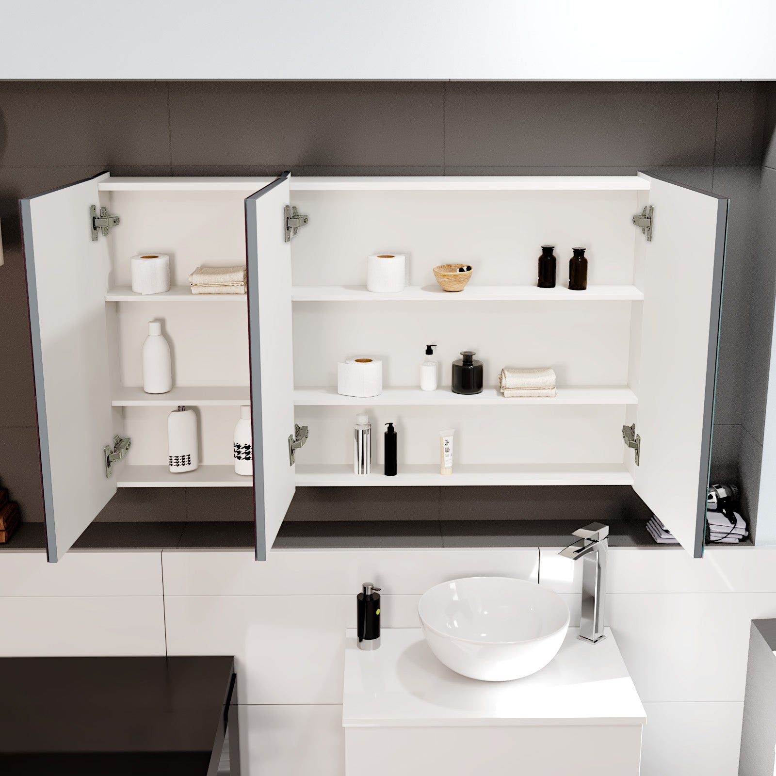 Matte Grey 1200mm Bathroom Mirror Cabinet