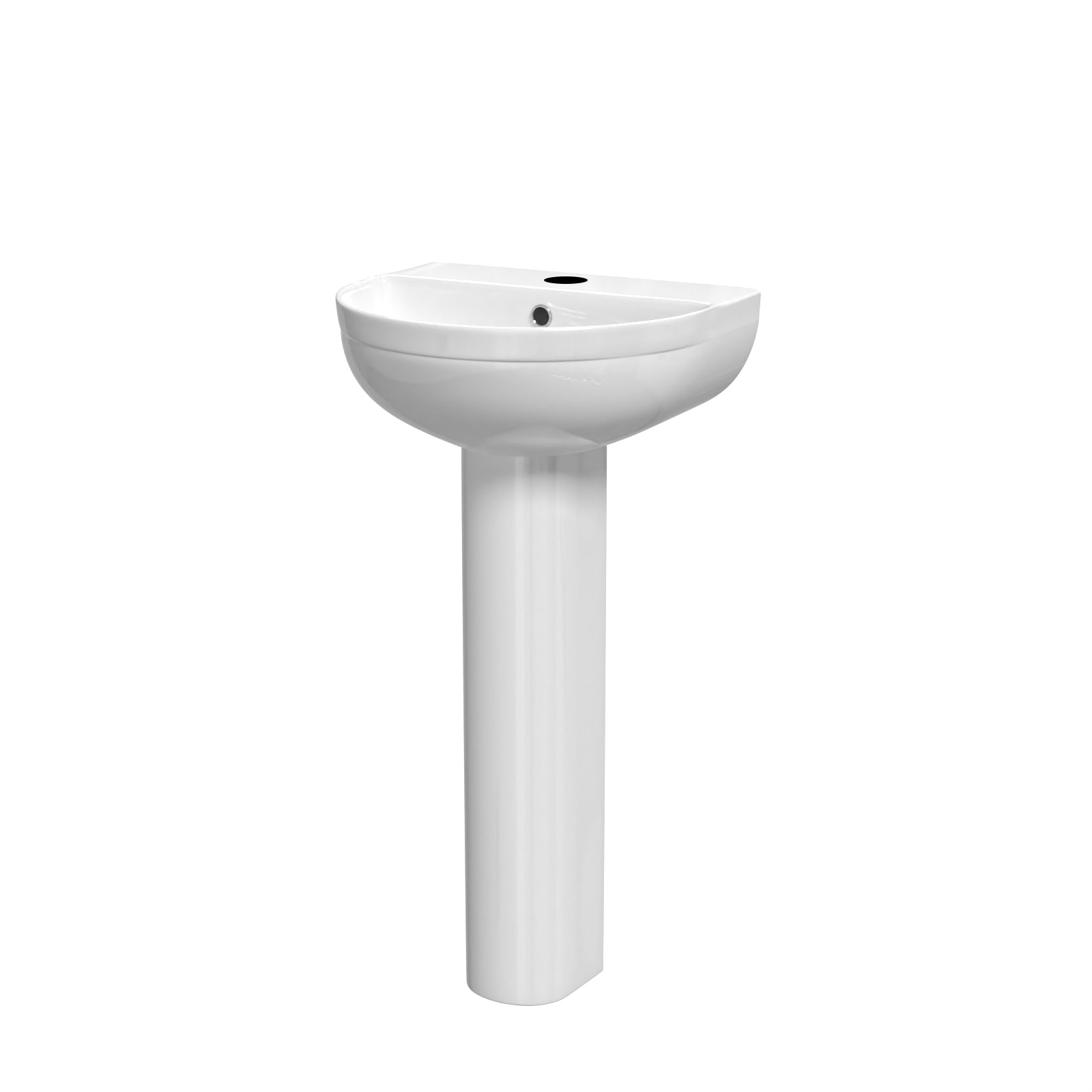 White 450mm Modern Round Edge Full Pedestal Basin