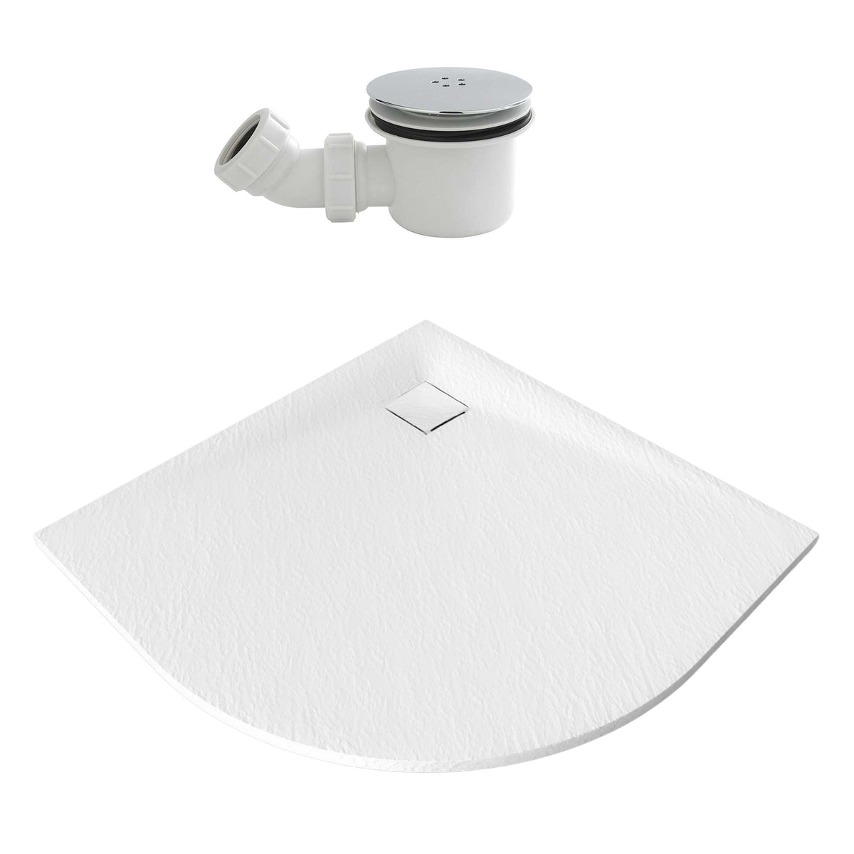 Matte White 800 X 800 Bathroom Quadrant Polymarble Shower Tray With Waste