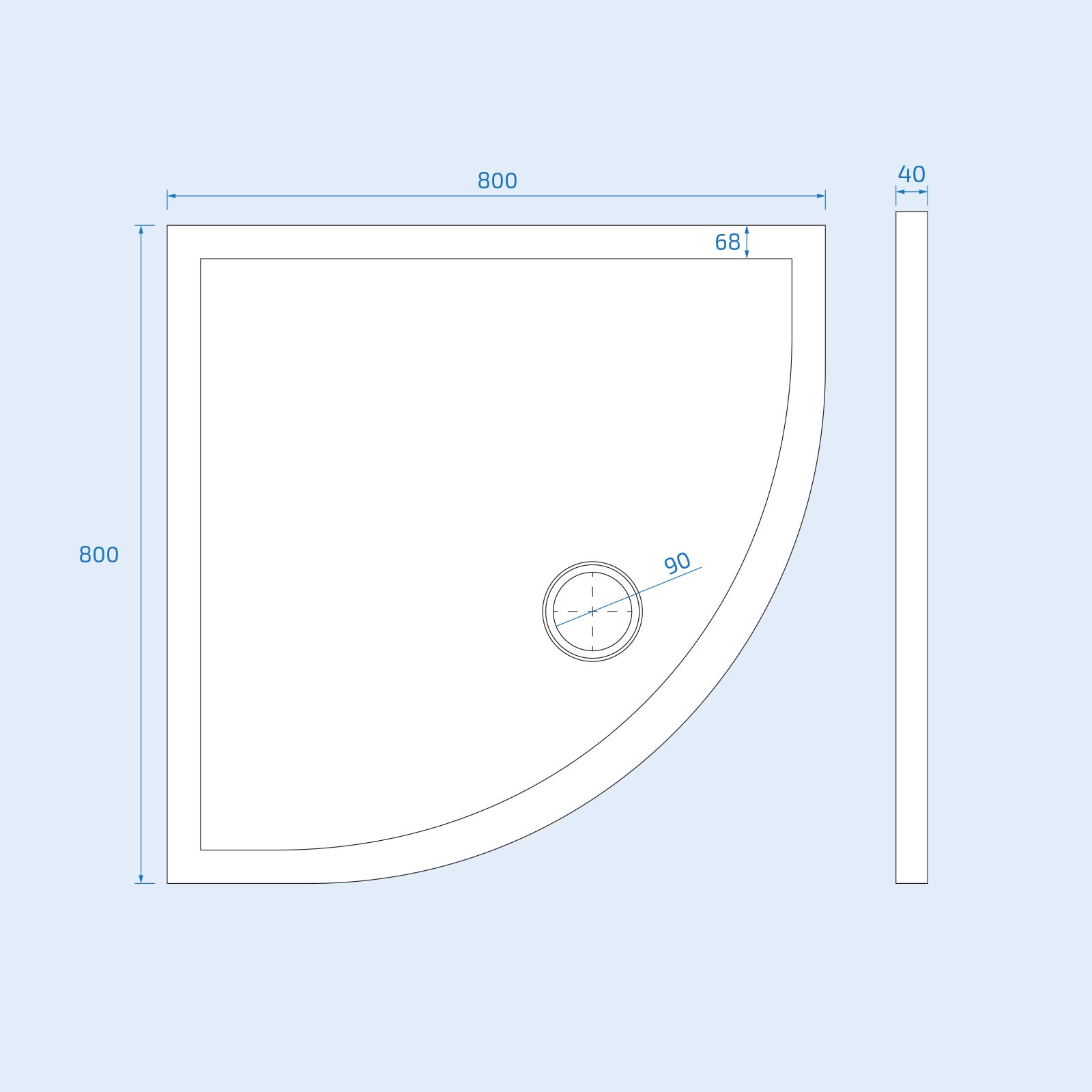 Gloss White 800 x 800 mm Quadrant SMC Shower Tray