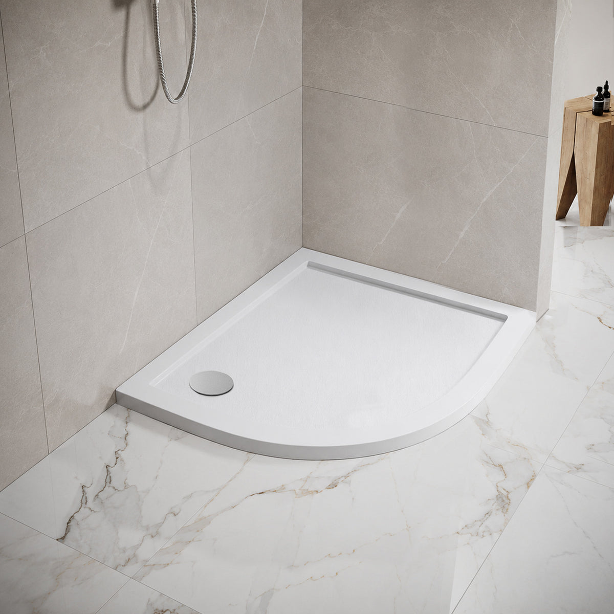 Gloss White 900 x 900 mm Quadrant SMC Shower Tray With Waste