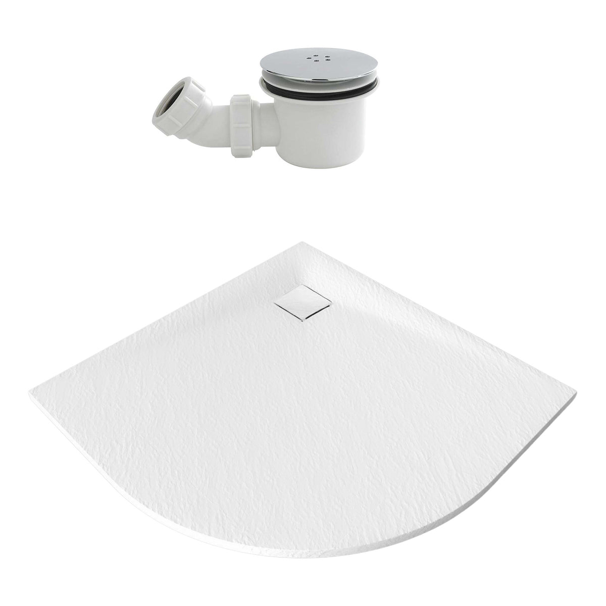 Matte White 900 X 900 Bathroom Quadrant Polymarble Shower Tray With Waste
