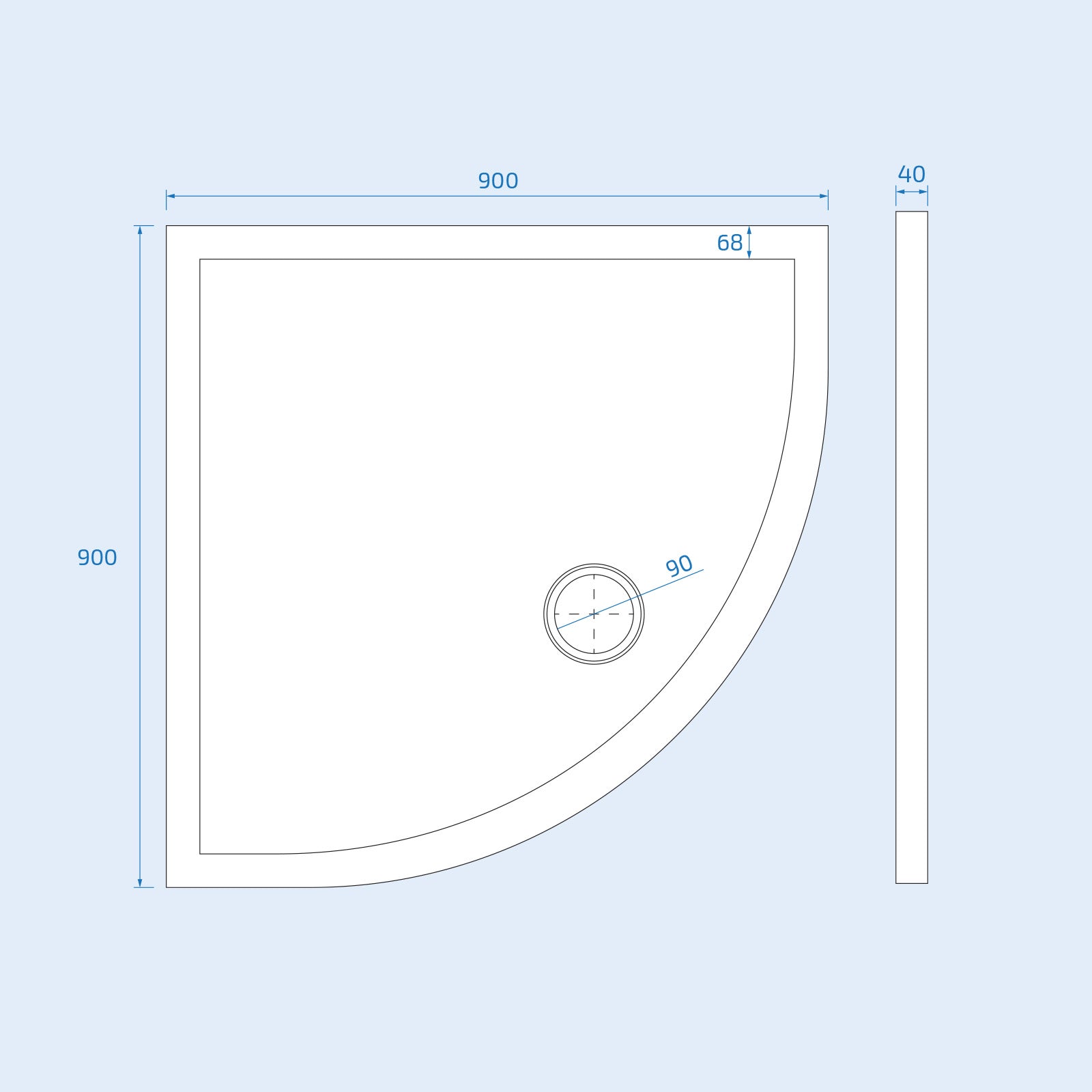 Gloss White 900 x 900 mm Quadrant SMC Shower Tray