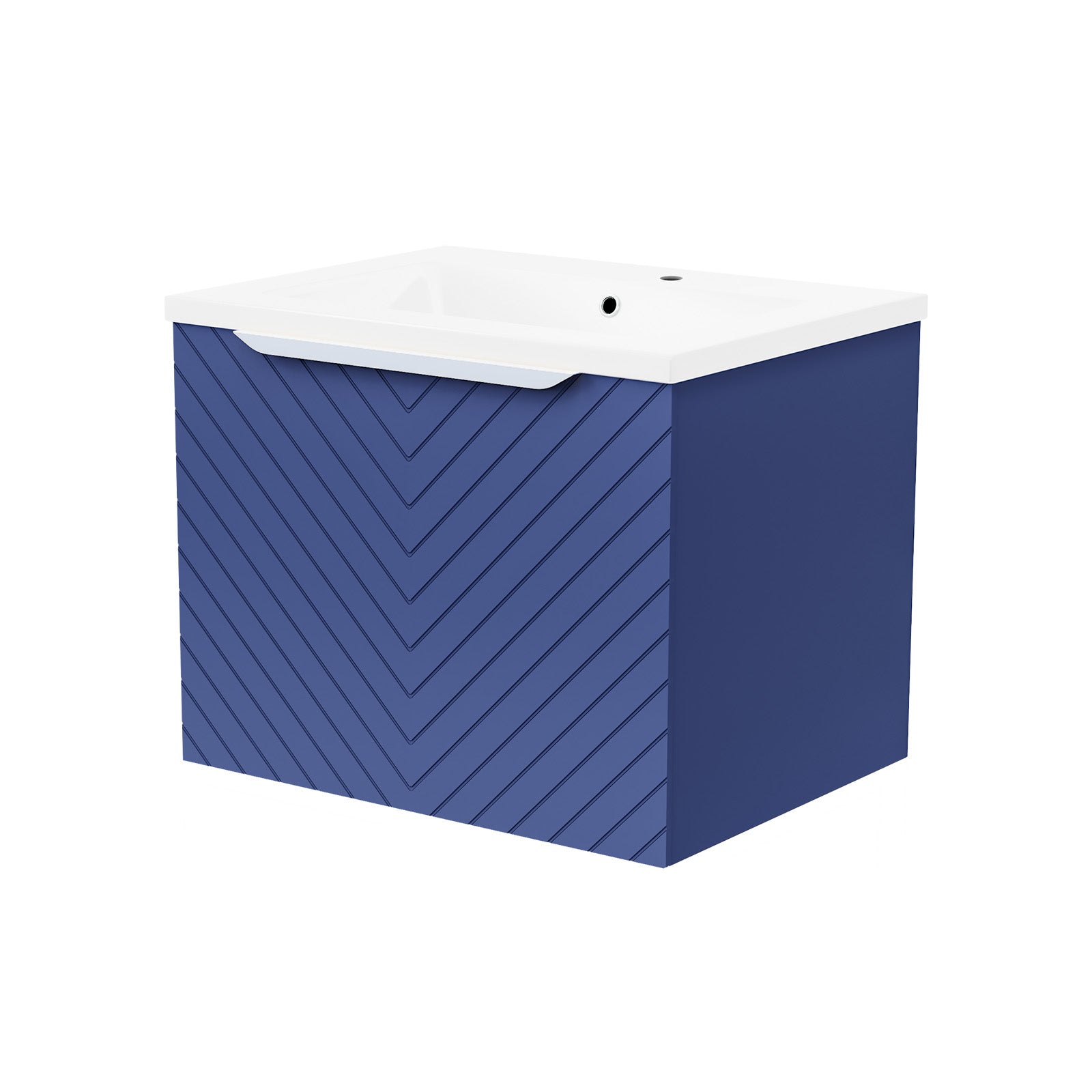 Roxy 600mm Wall Hung Blue Drawers Basin Vanity Silver Handle