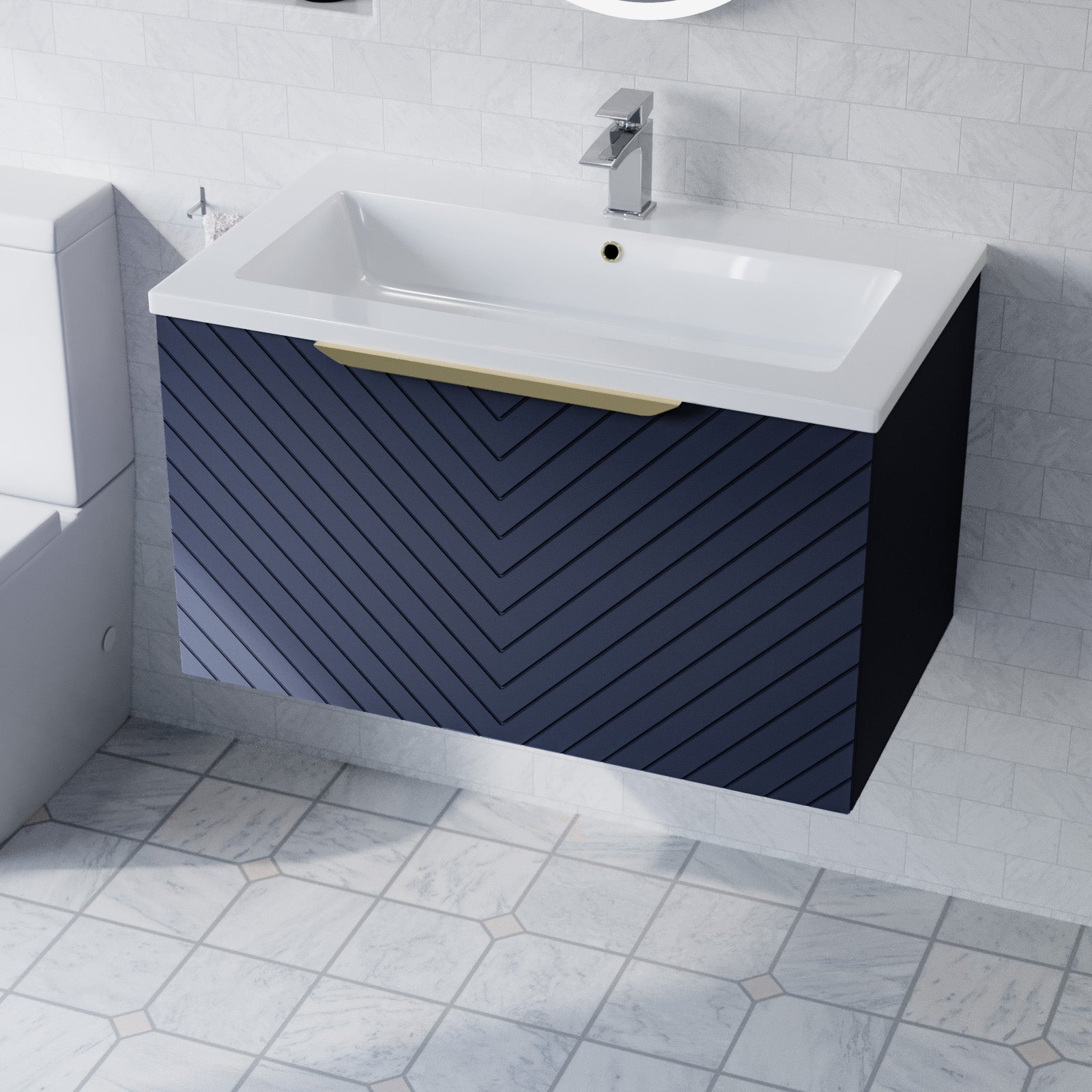 Roxy Blue 800mm Basin Vanity Unit & Close Coupled Toilet