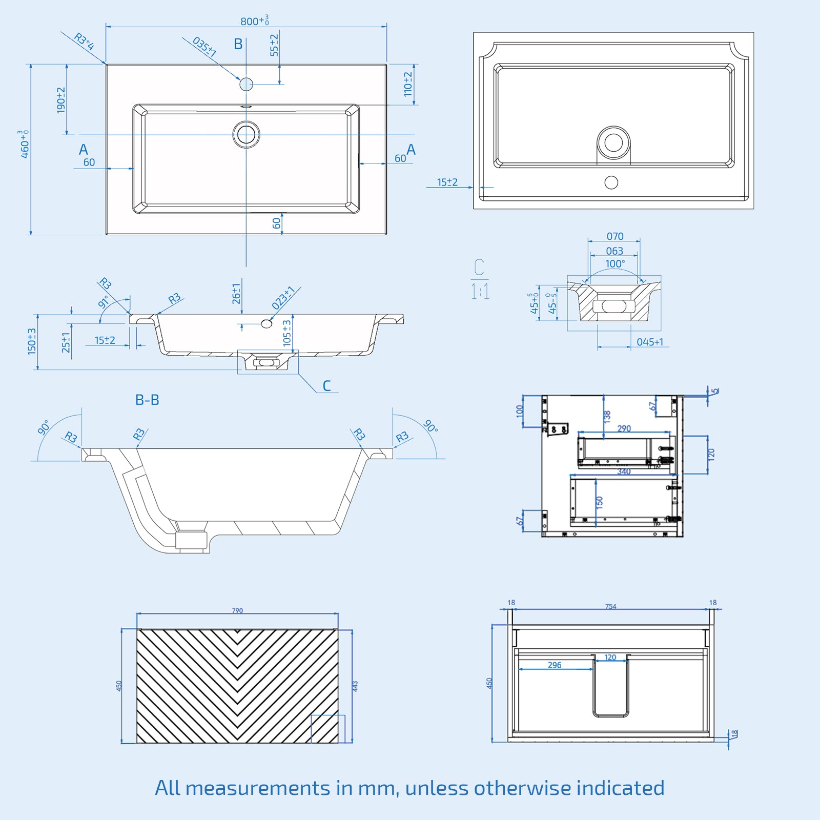 Roxy Blue 800mm Basin Vanity Unit & Close Coupled Toilet