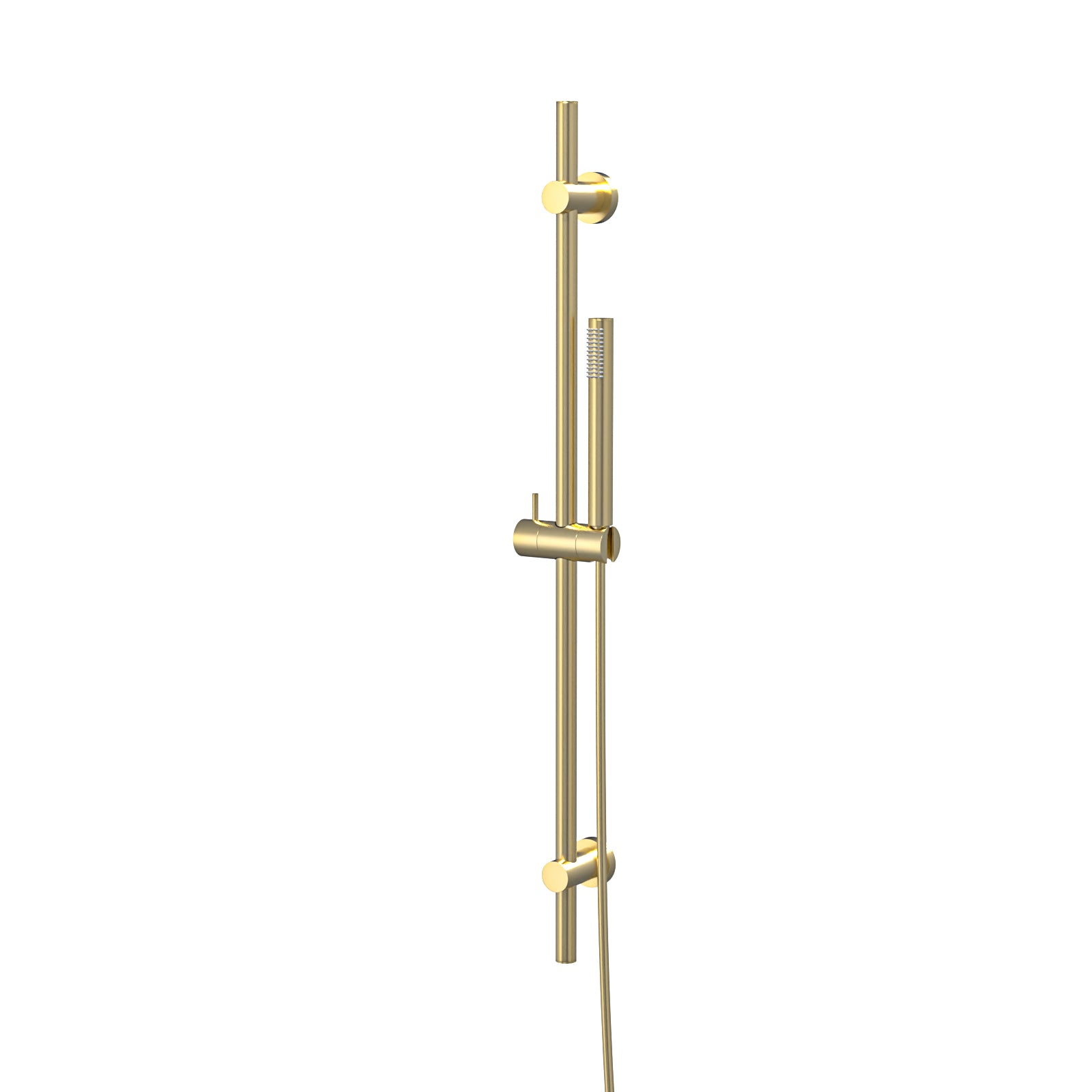 Brushed Brass Round Wall Mounted Slider Rail Shower Kit With Handset