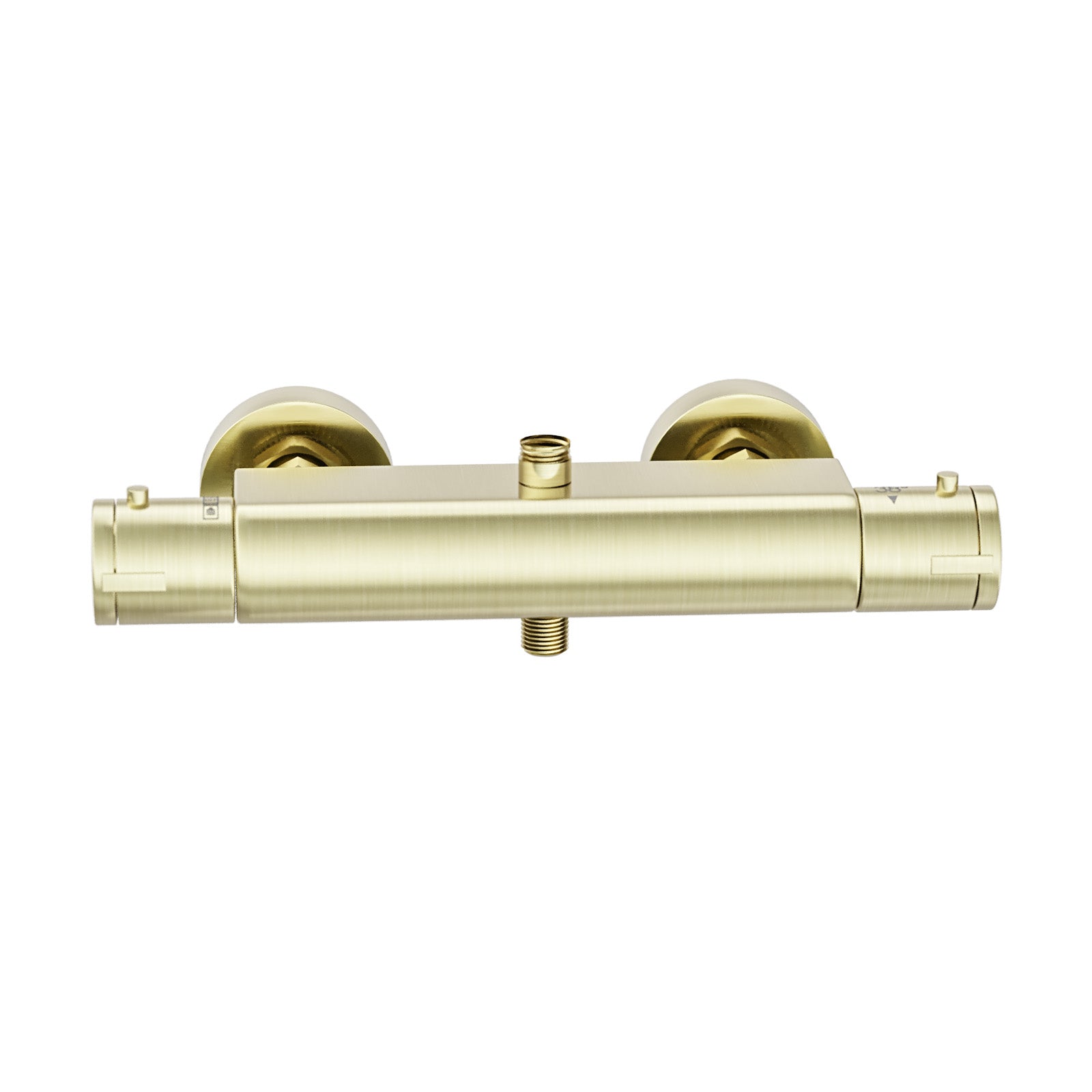 Round Brushed Brass Exposed Thermostatic Shower Mixer Bar Valve