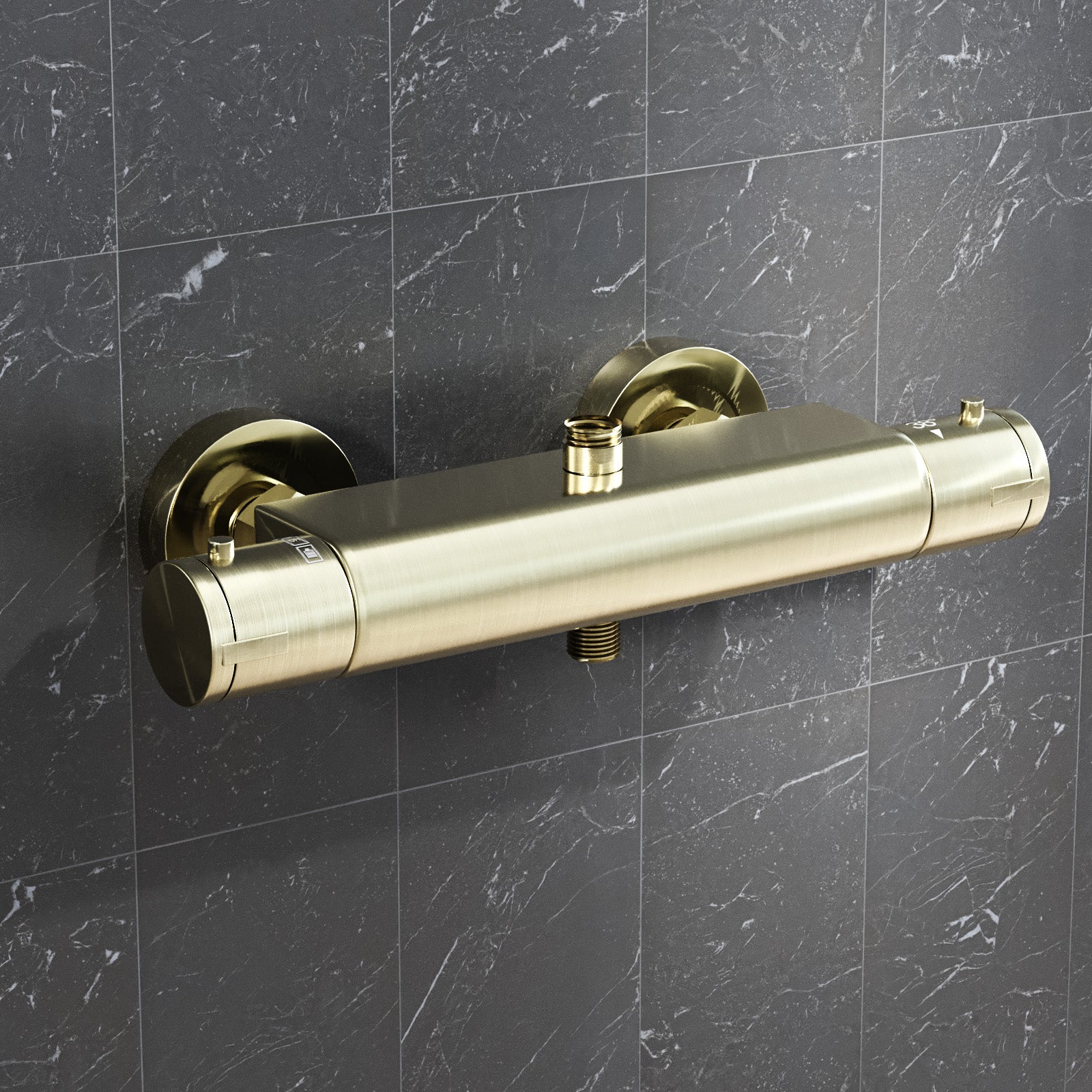 Round Brushed Brass Exposed Thermostatic Shower Mixer Bar Valve