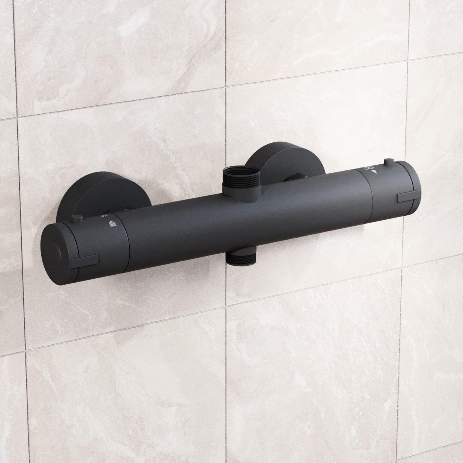 Modern Matte Black Round Exposed Thermostatic Shower Mixer Bar Valve