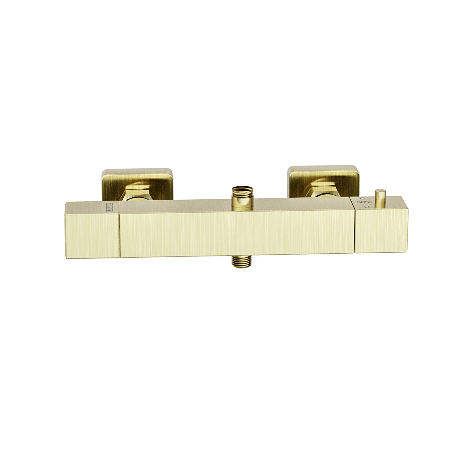 Square Brushed Brass Exposed Thermostatic Shower Mixer Bar Valve